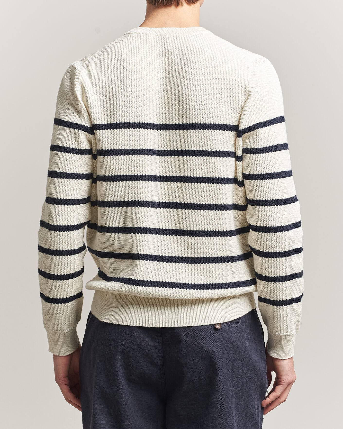 Hombres | Jerséis y prendas de punto | Morris | Benedict Stripe Oneck Off White