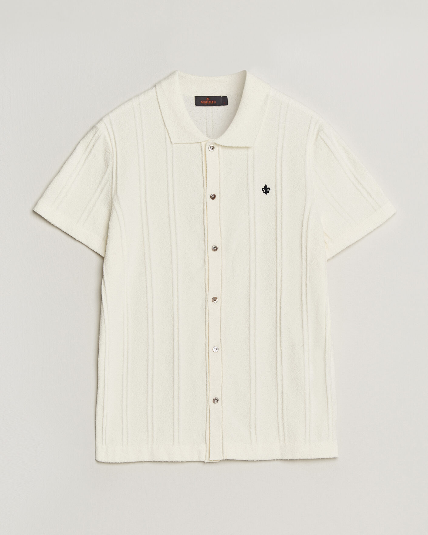 Hombres | Camisas | Morris | Clayton Knitted Short Sleeve Shirt Off White