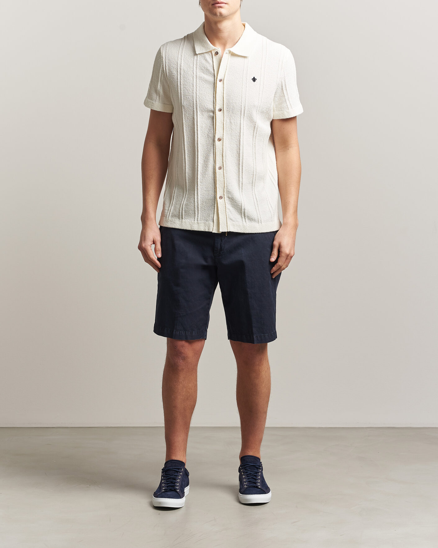 Hombres | Camisas | Morris | Clayton Knitted Short Sleeve Shirt Off White
