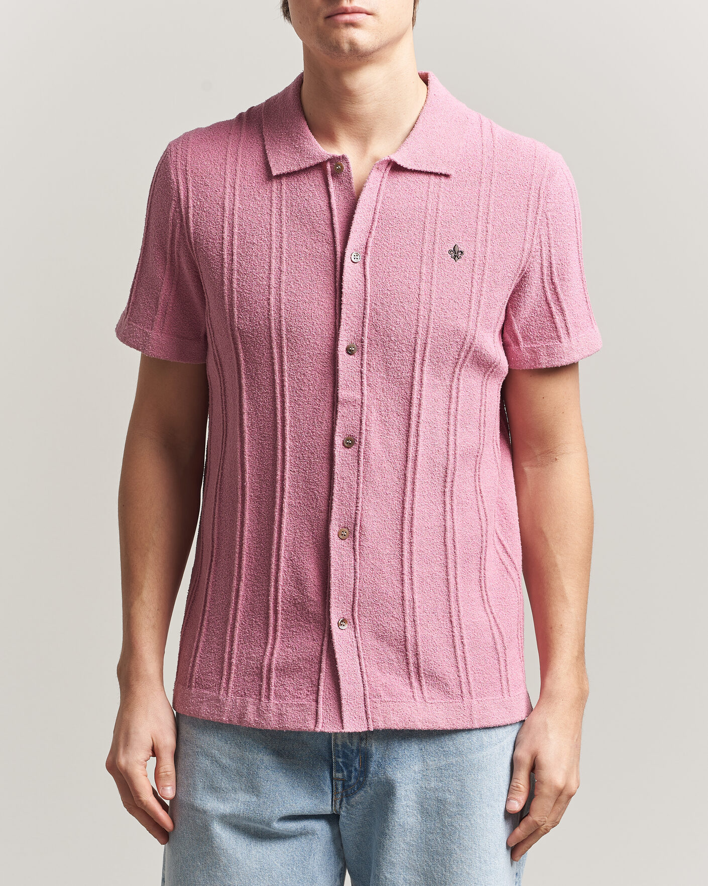 Hombres | Camisas | Morris | Clayton Knitted Short Sleeve Shirt Pink