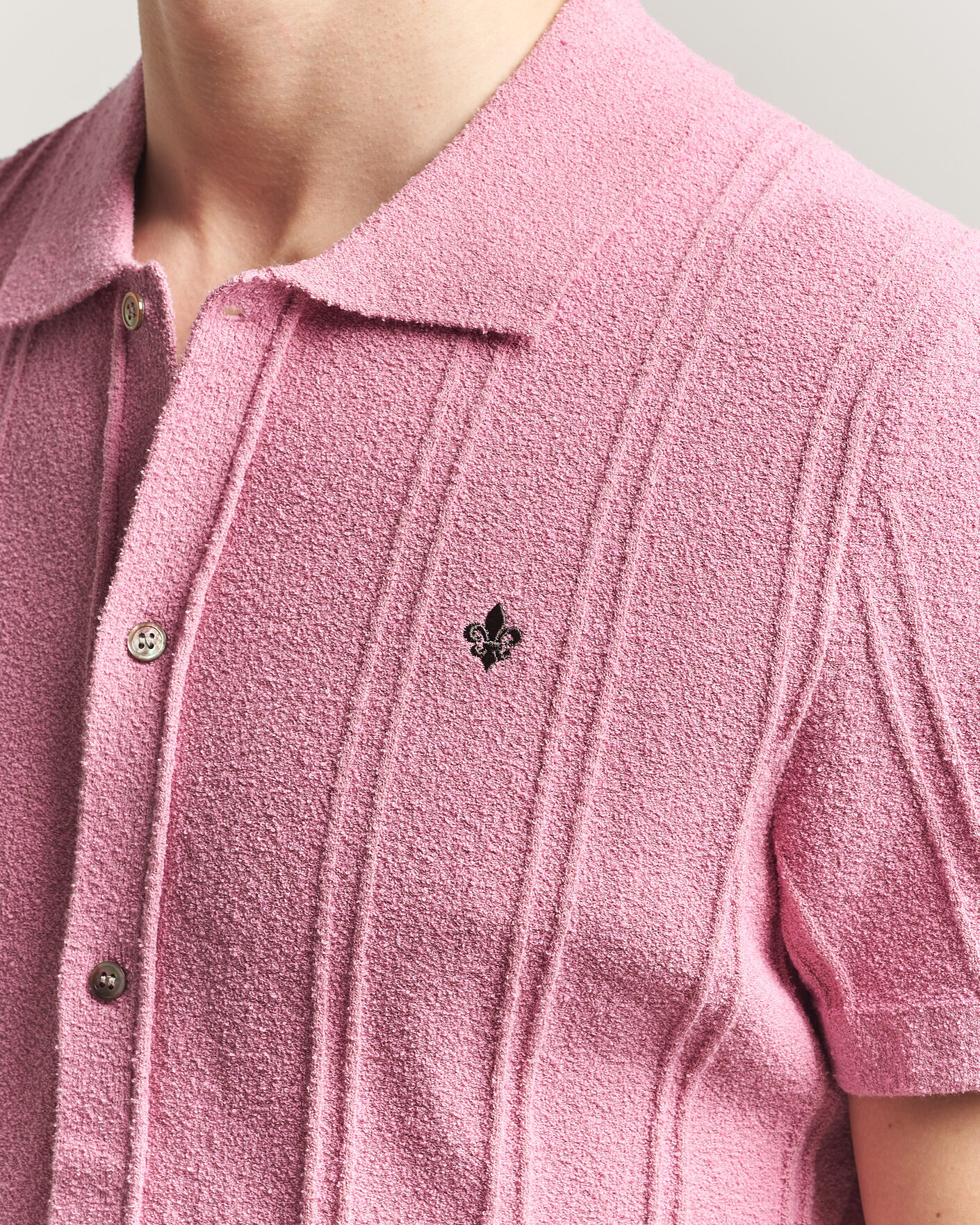 Hombres | Camisas | Morris | Clayton Knitted Short Sleeve Shirt Pink