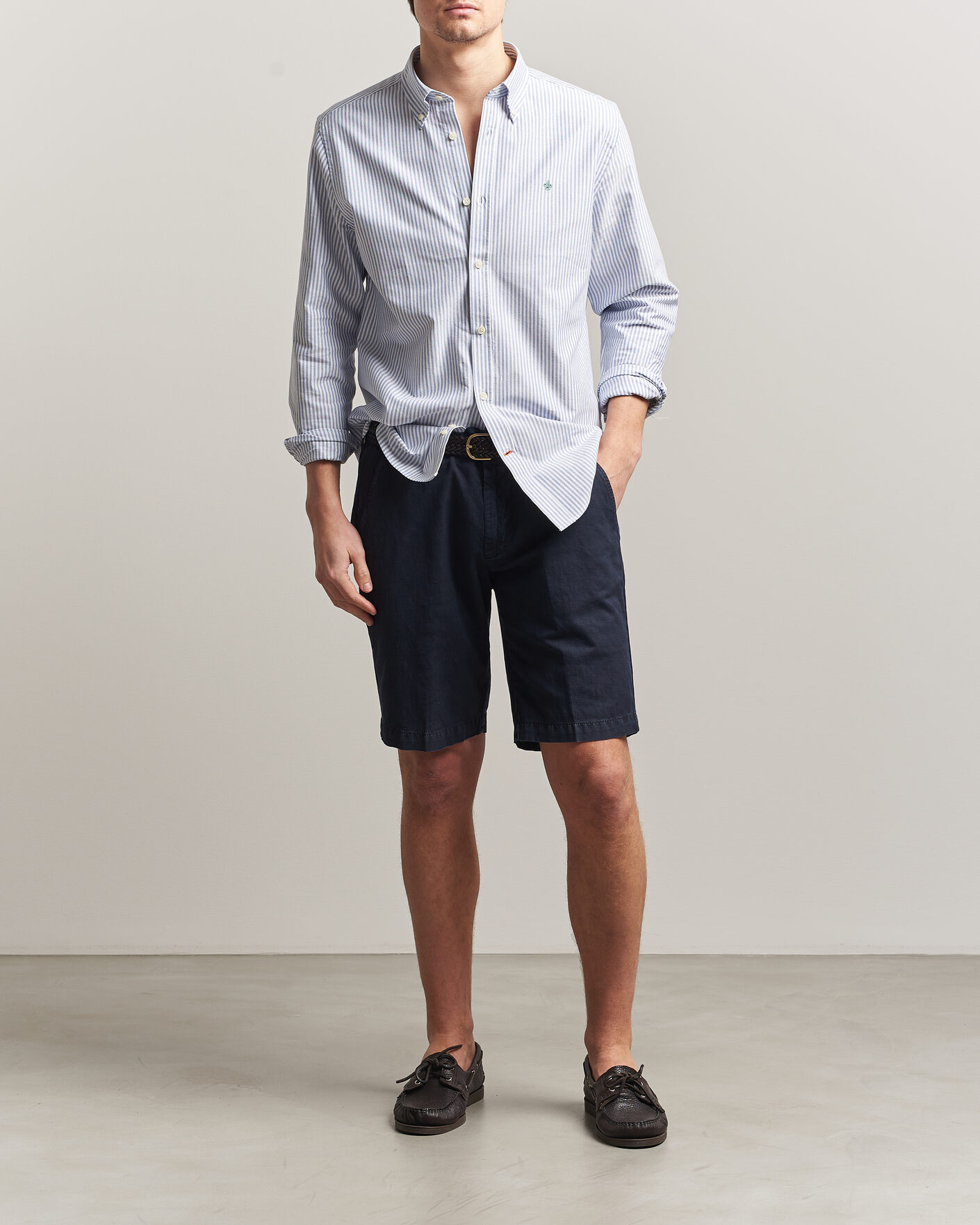 Hombres | Camisas | Morris | Douglas Striped Oxford Shirt Dark Blue