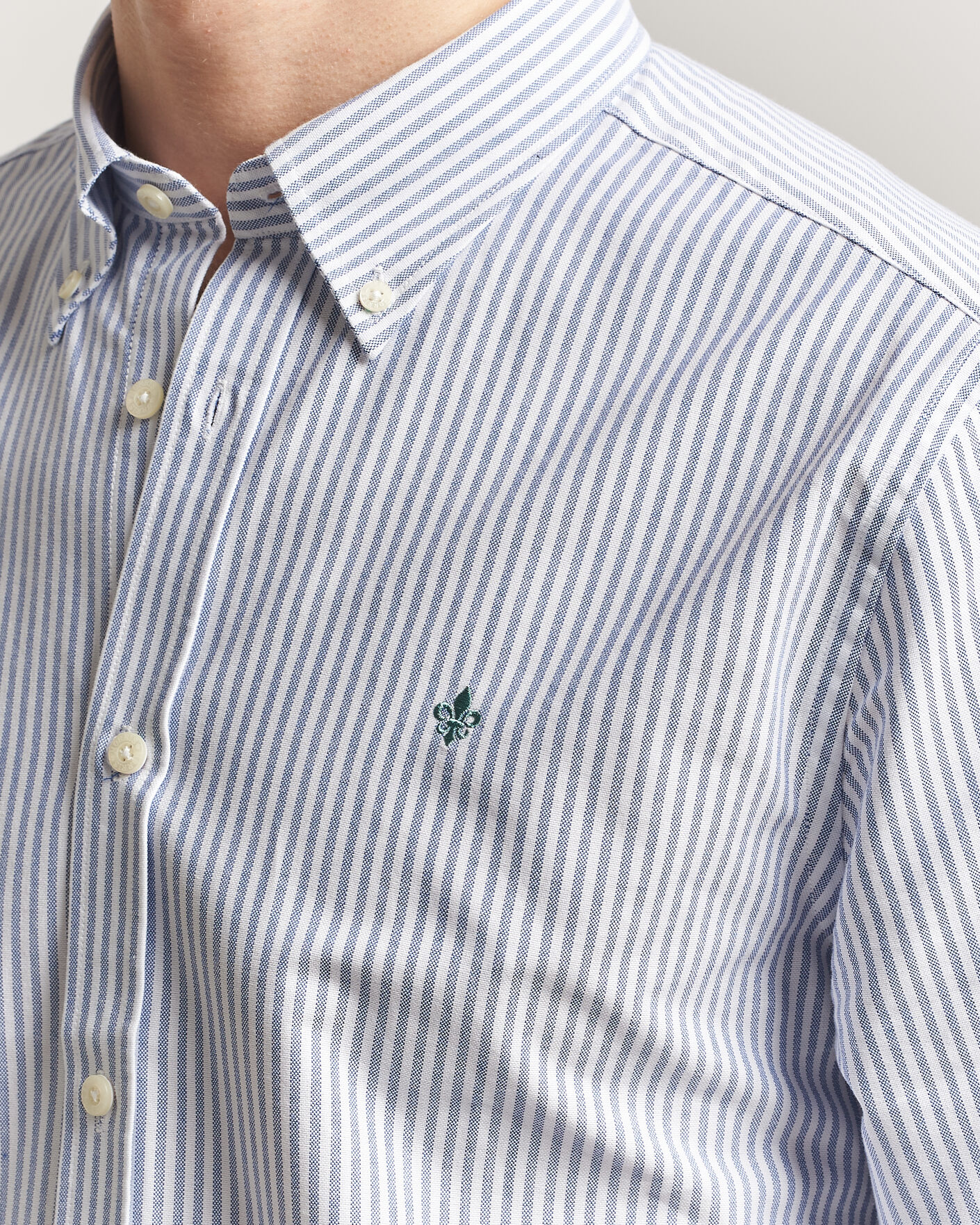 Hombres | Camisas | Morris | Douglas Striped Oxford Shirt Dark Blue