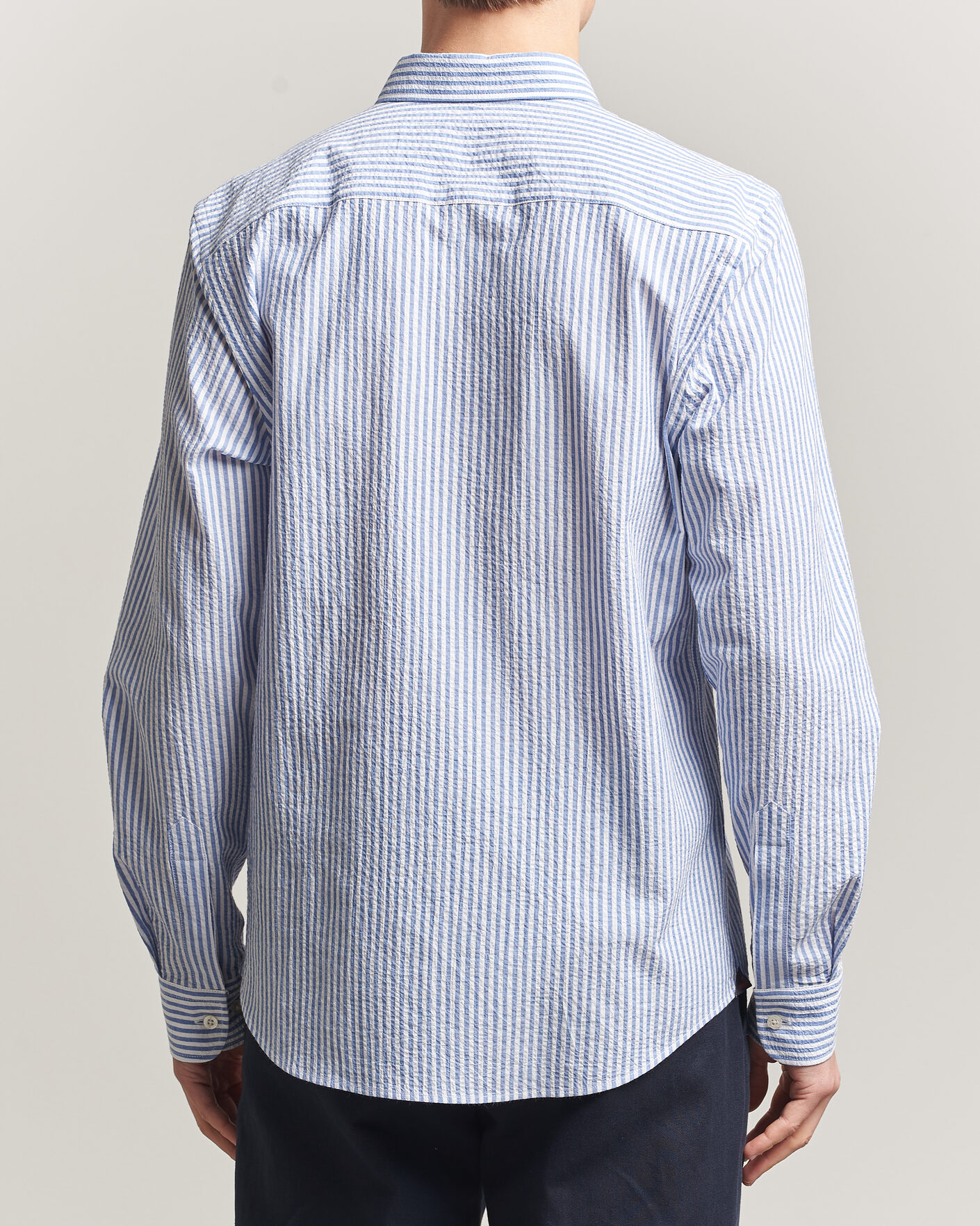 Hombres | Camisas | Morris | Seersucker Shirt Blue