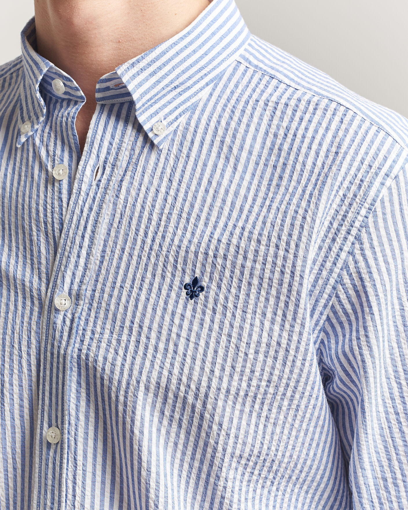 Hombres | Camisas | Morris | Seersucker Shirt Blue