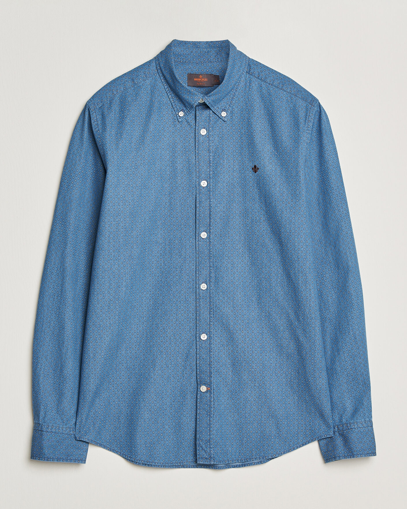 Hombres | Camisas | Morris | Denim Printed Shirt Blue