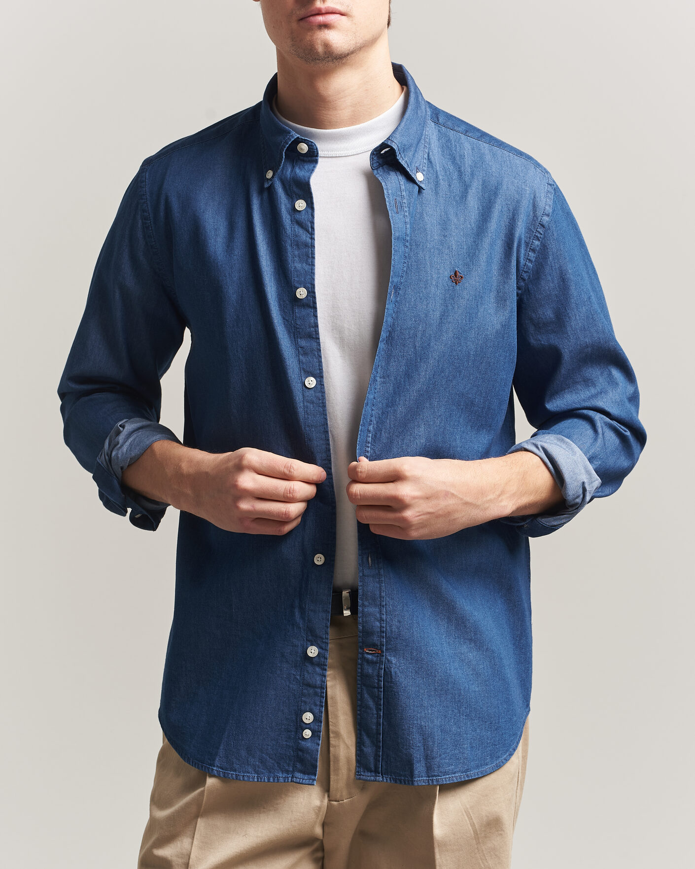 Hombres | Camisas | Morris | Light Denim Shirt Blue