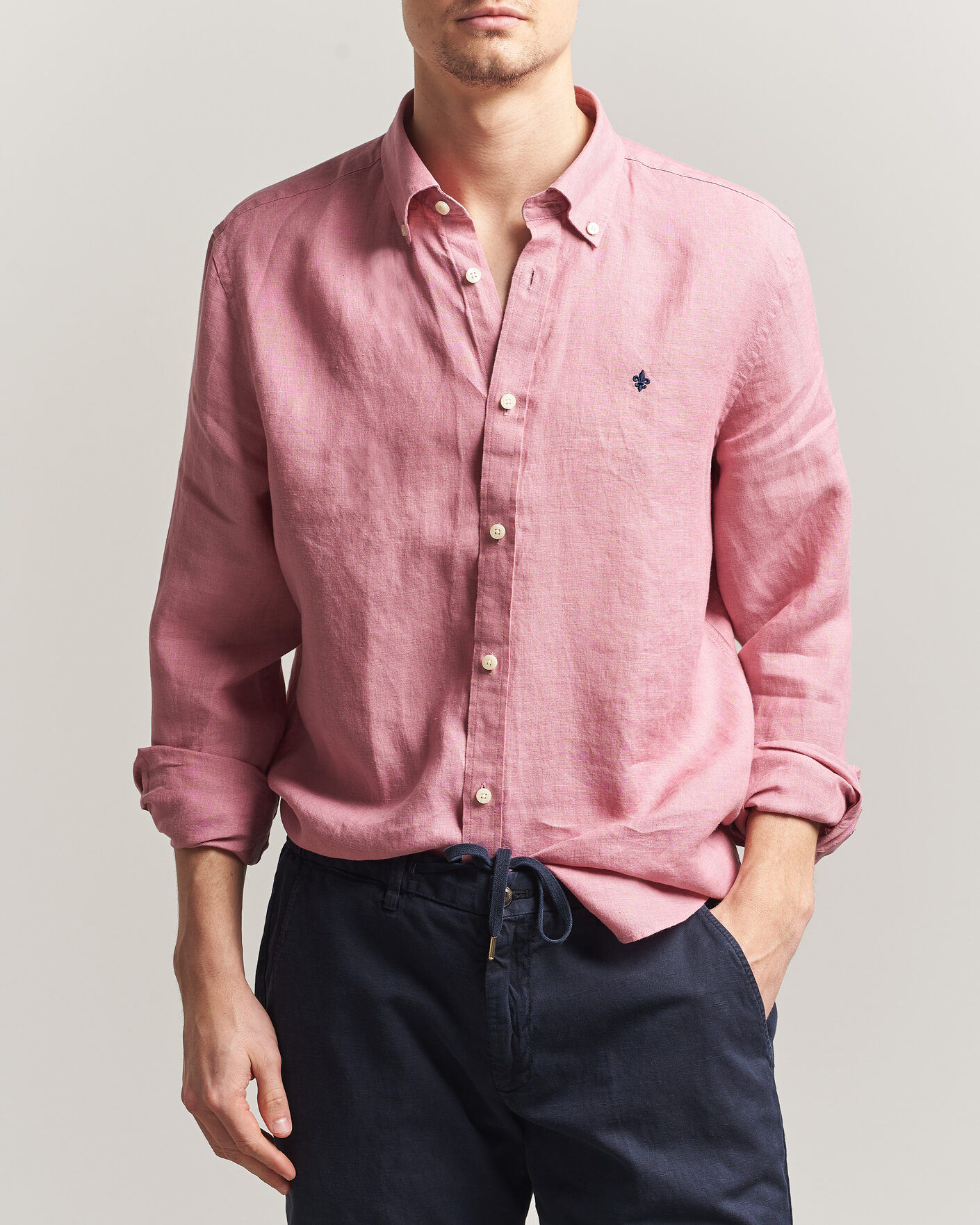 Hombres | Camisas | Morris | Douglas Button Down Linen Shirt Pink
