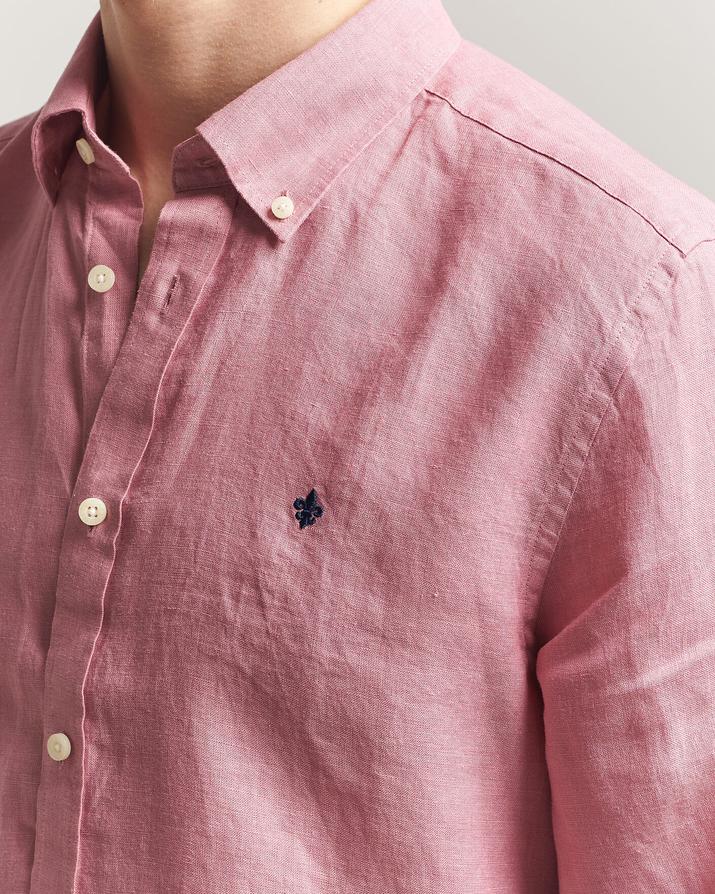 Hombres | Camisas | Morris | Douglas Button Down Linen Shirt Pink