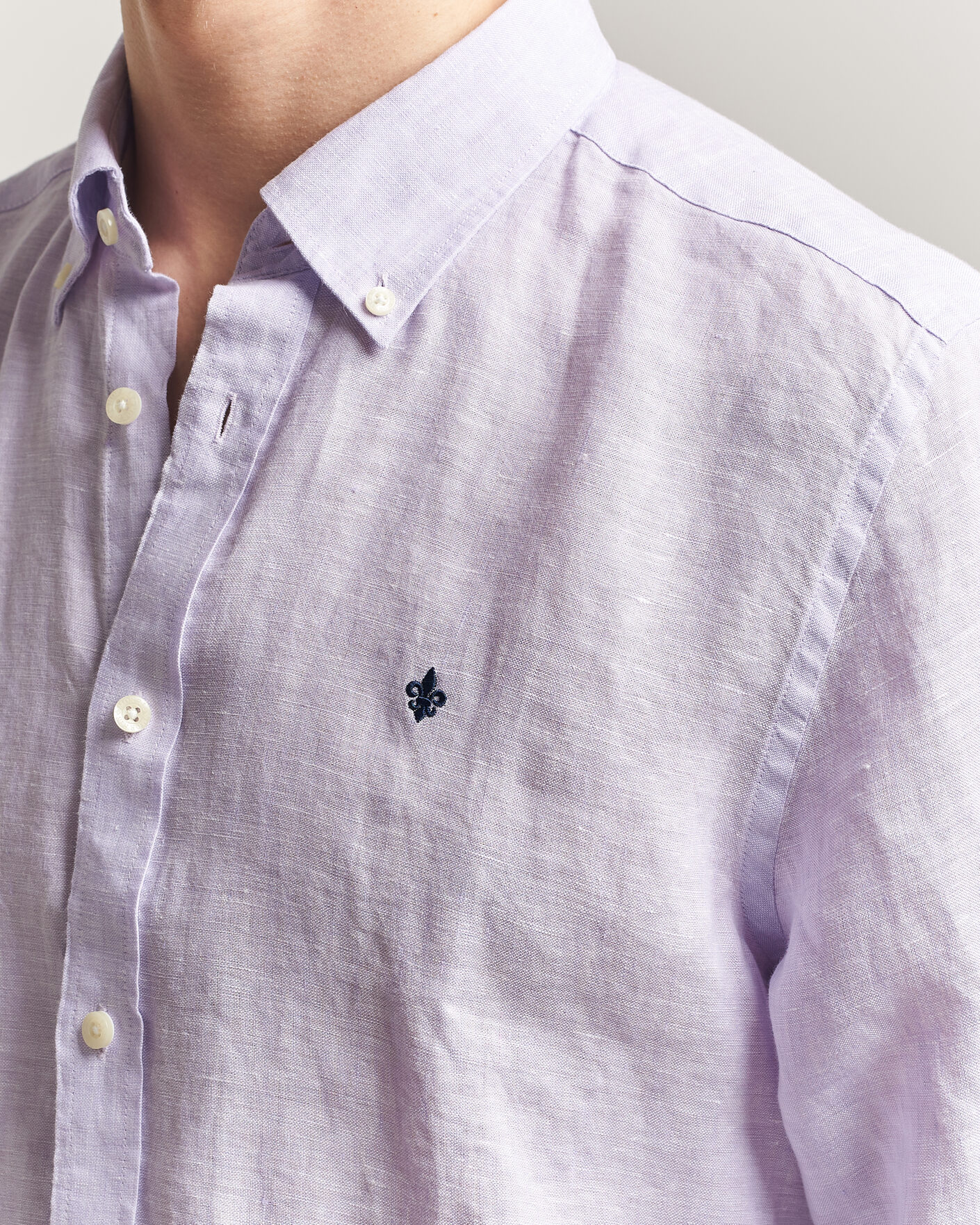 Hombres | Camisas | Morris | Douglas Button Down Linen Shirt Purple