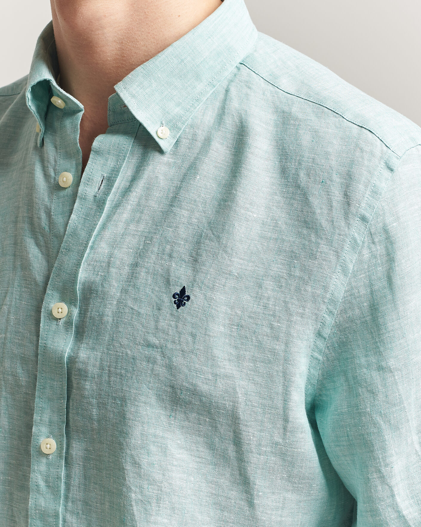 Hombres | Camisas | Morris | Douglas Button Down Linen Shirt Green