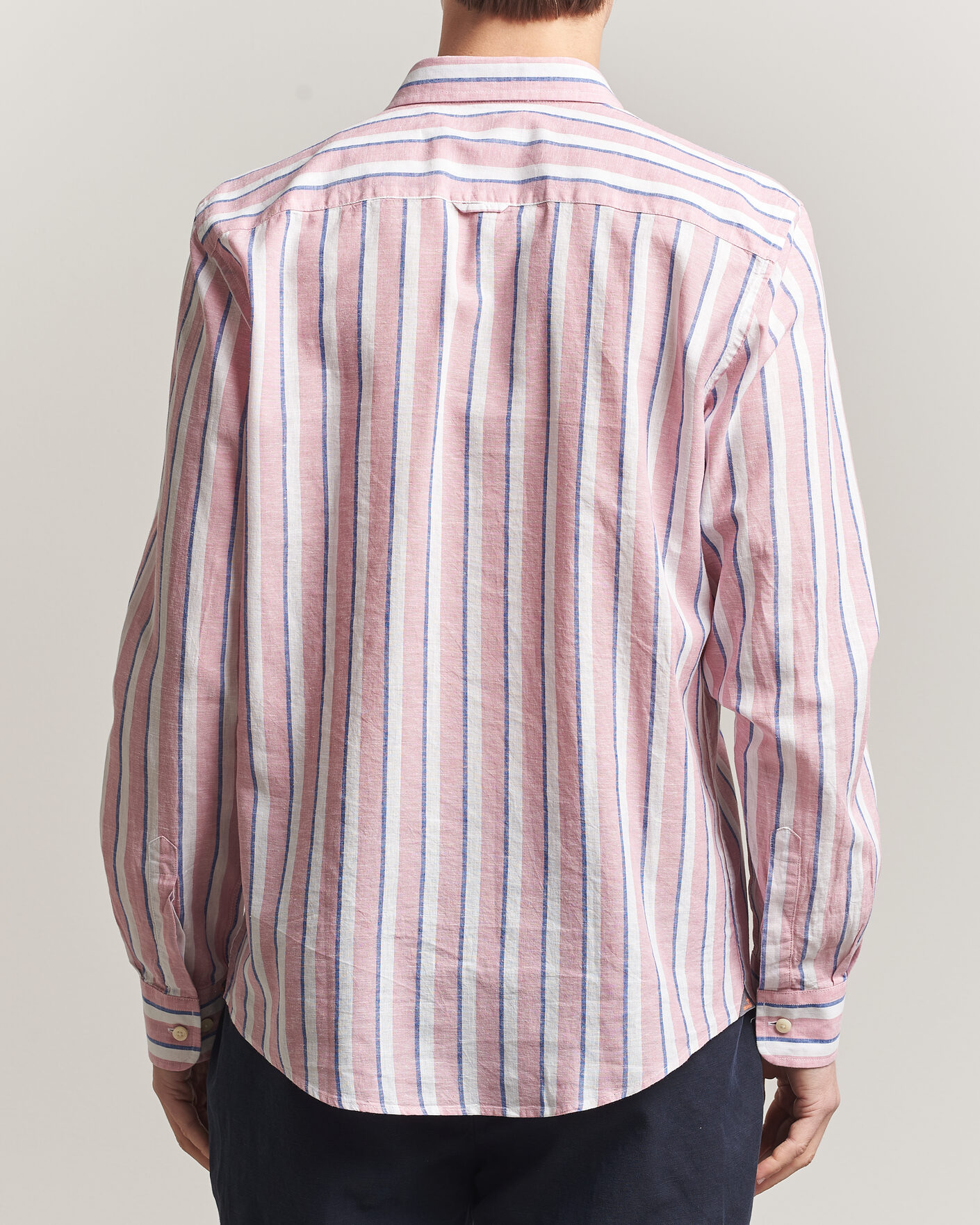 Hombres | Camisas | Morris | Douglas Linen Striped Shirt Red/White