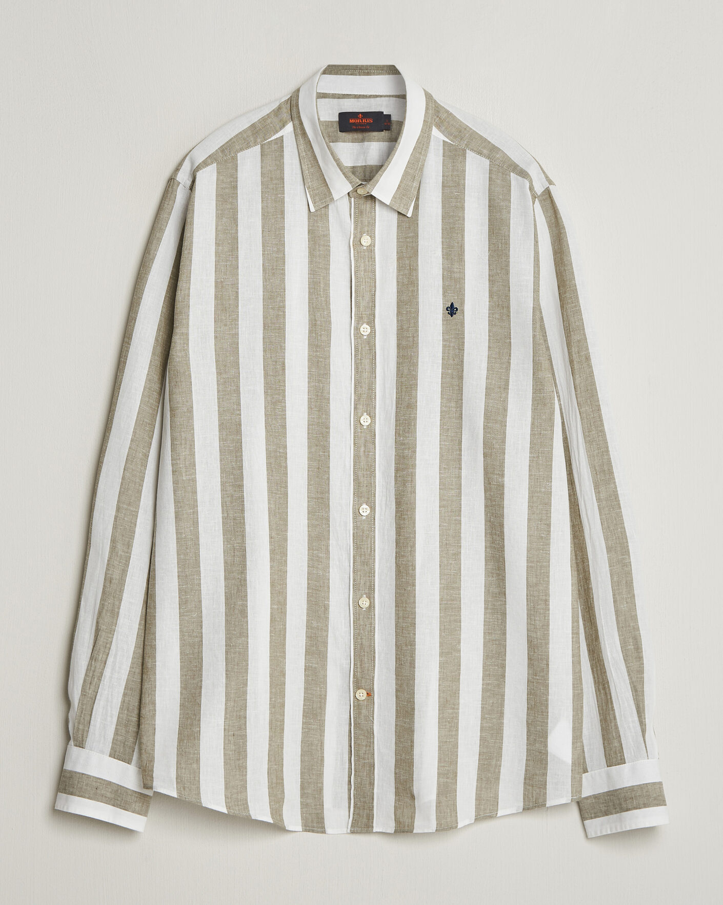 Hombres | Camisas | Morris | Douglas Linen Striped Shirt Green/White