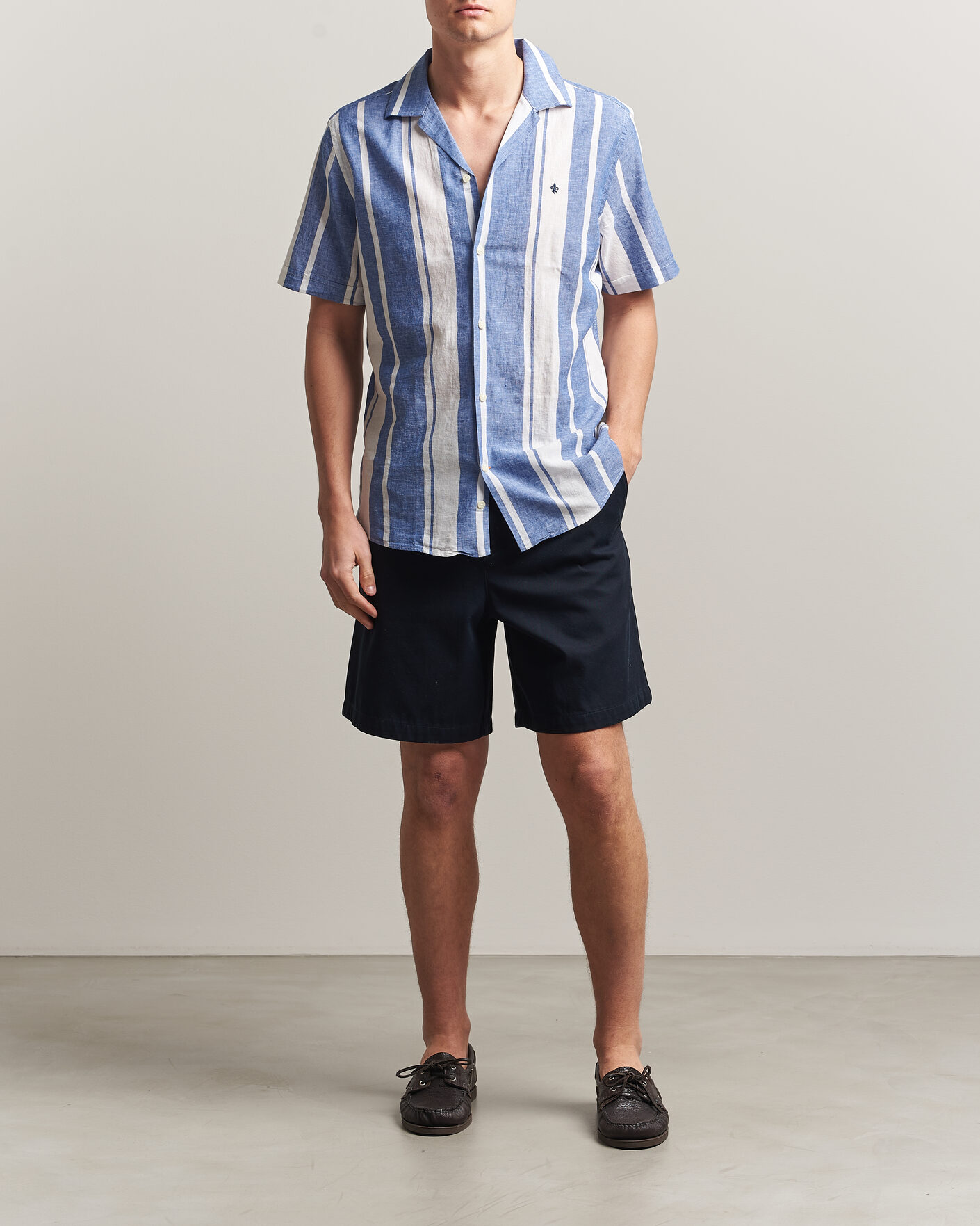 Hombres | Camisas | Morris | Resort Short Sleeve Linen Shirt Blue