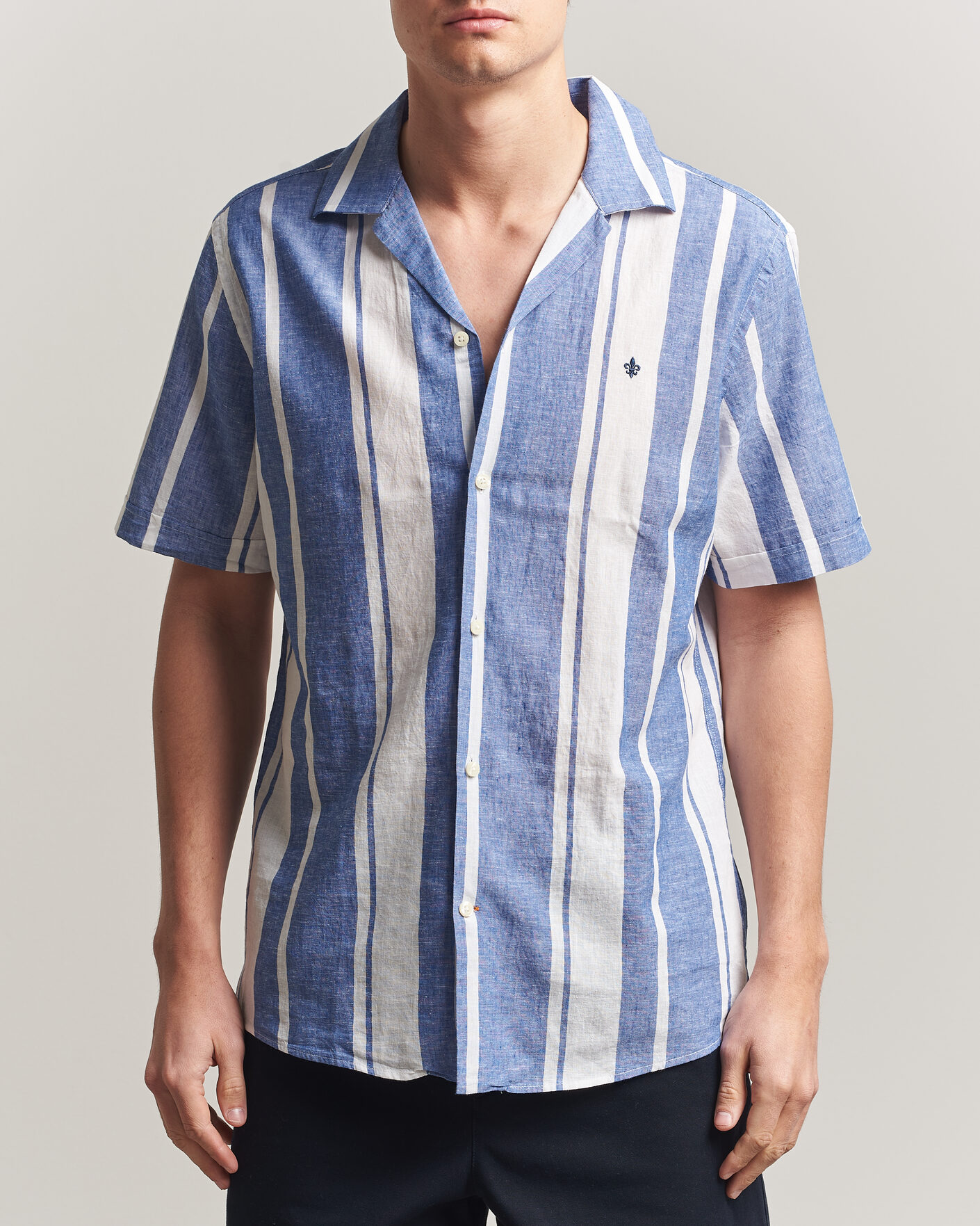 Hombres | Camisas | Morris | Resort Short Sleeve Linen Shirt Blue