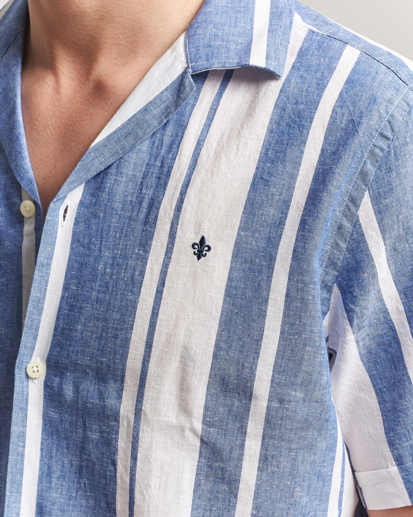 Hombres | Camisas | Morris | Resort Short Sleeve Linen Shirt Blue
