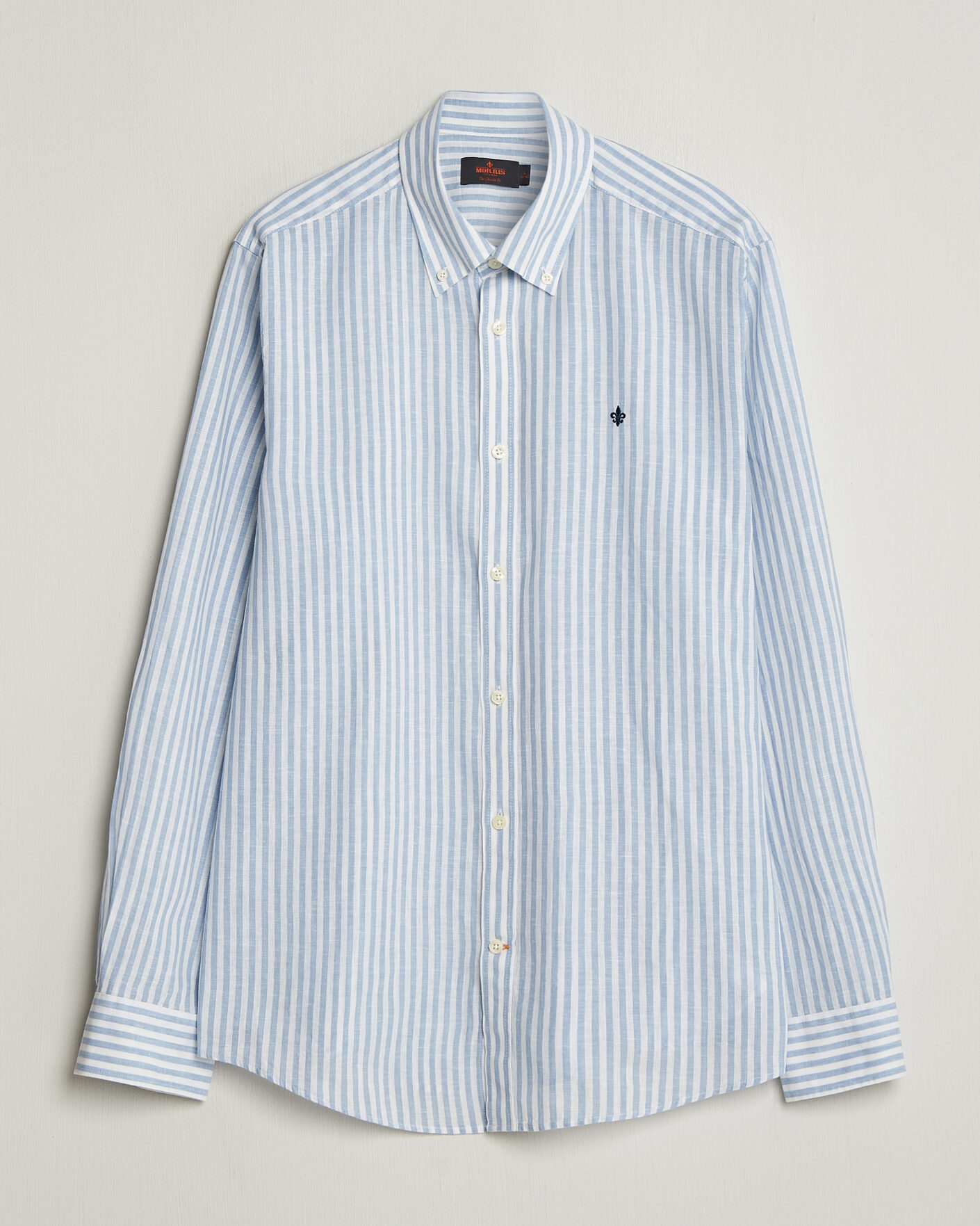 Hombres | Camisas | Morris | Douglas Striped Linen Shirt Blue/White