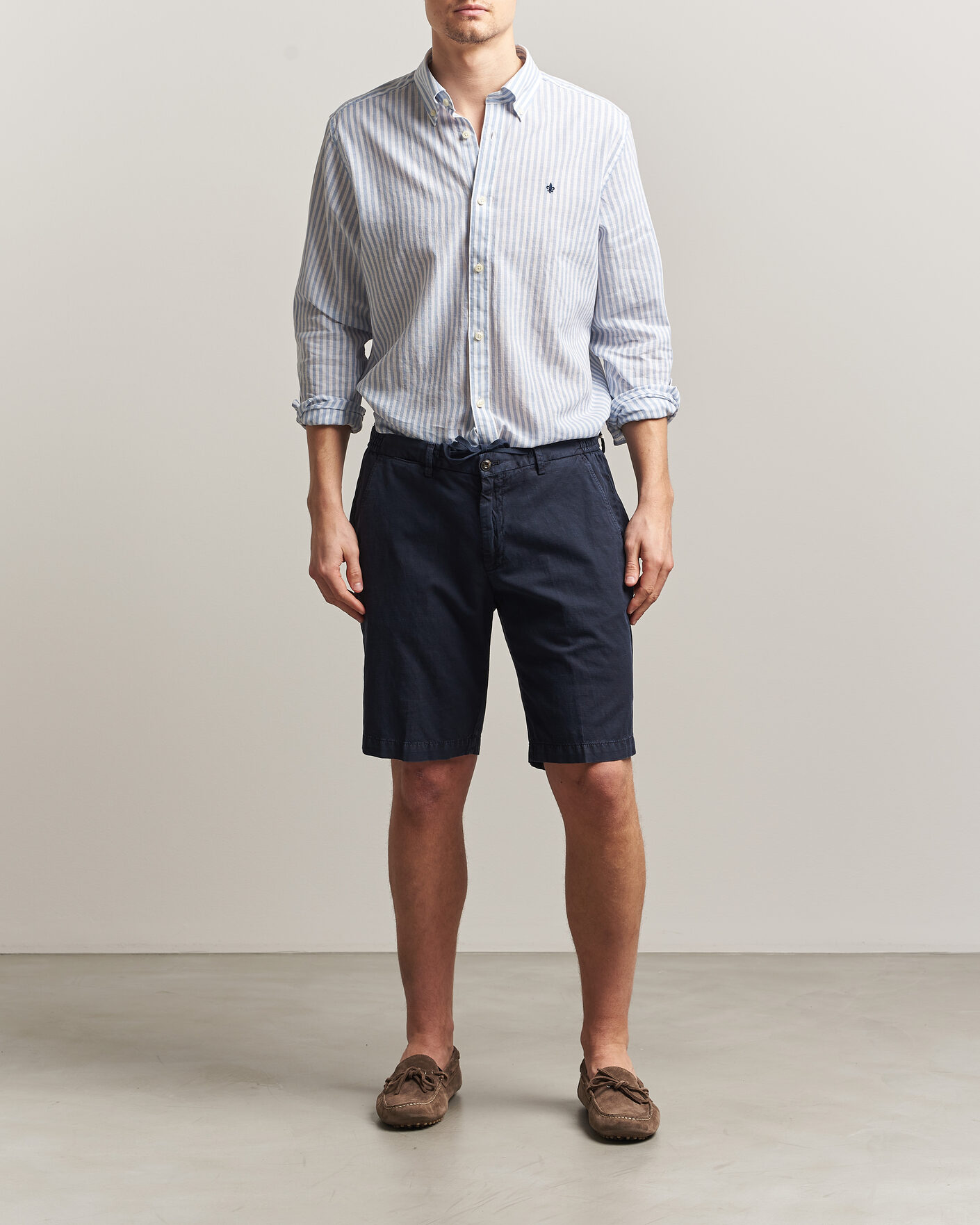 Hombres | Camisas | Morris | Douglas Striped Linen Shirt Blue/White