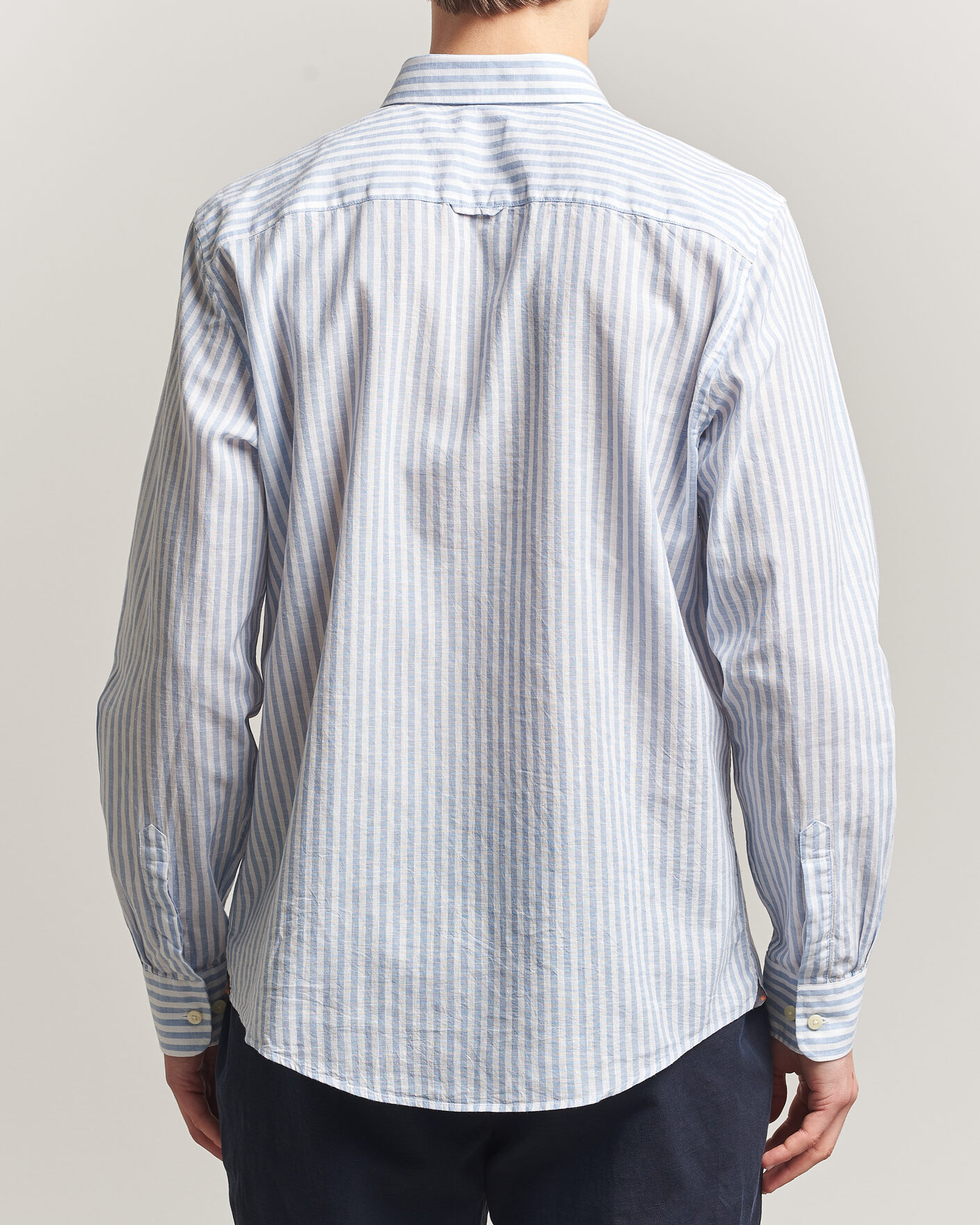 Hombres | Camisas | Morris | Douglas Striped Linen Shirt Blue/White