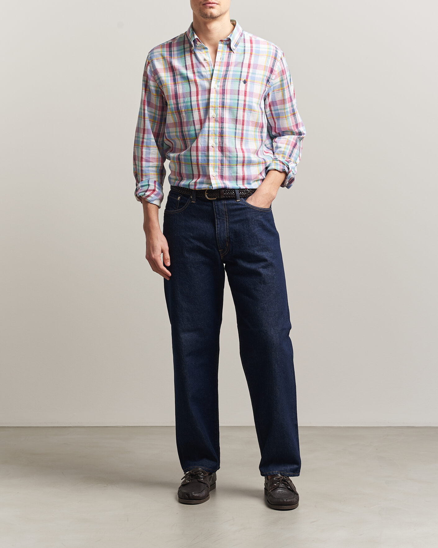 Hombres | Camisas | Morris | Preppy Check Linen Shirt Multi
