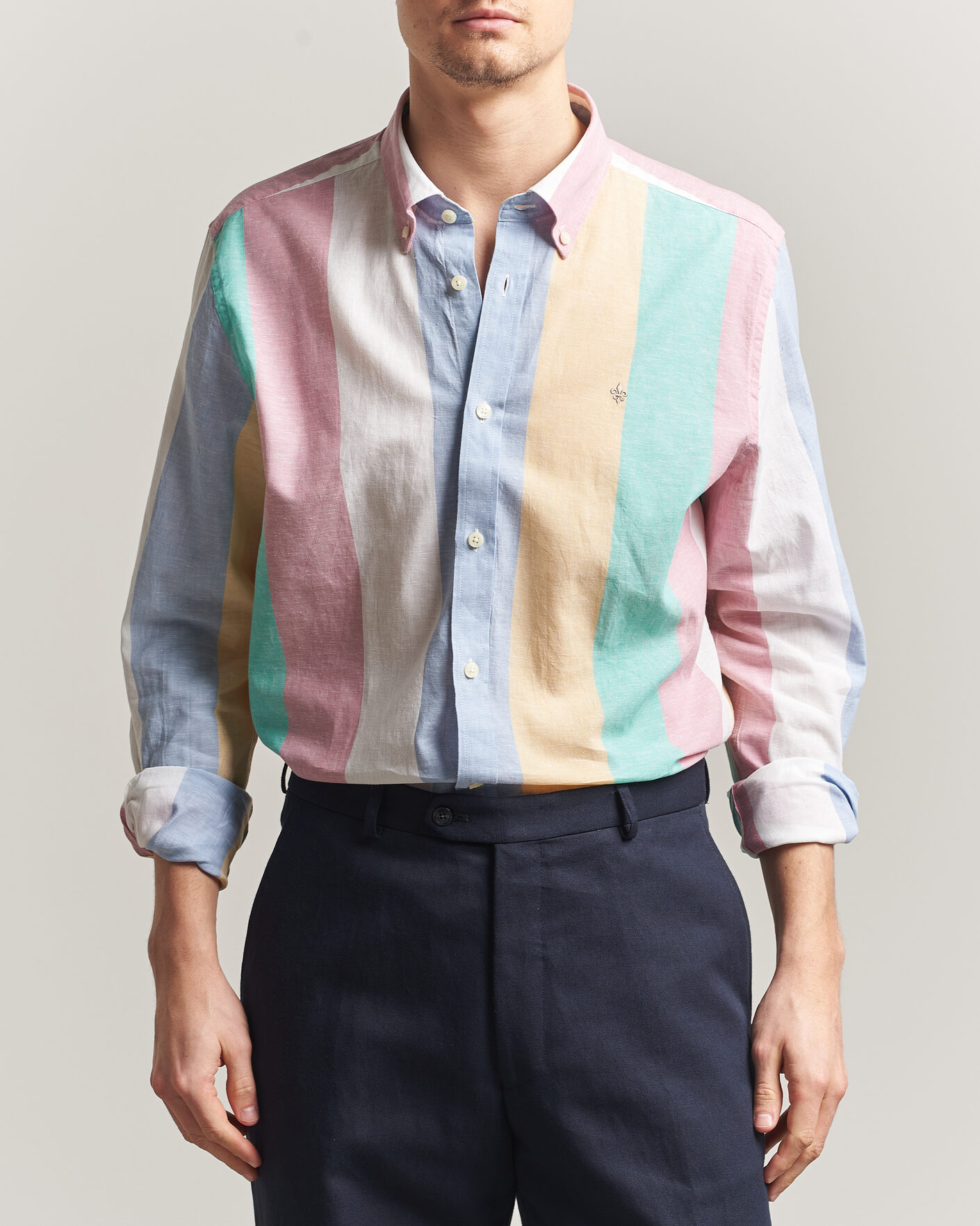 Hombres | Camisas | Morris | Happy Striped Linen Shirt Multi