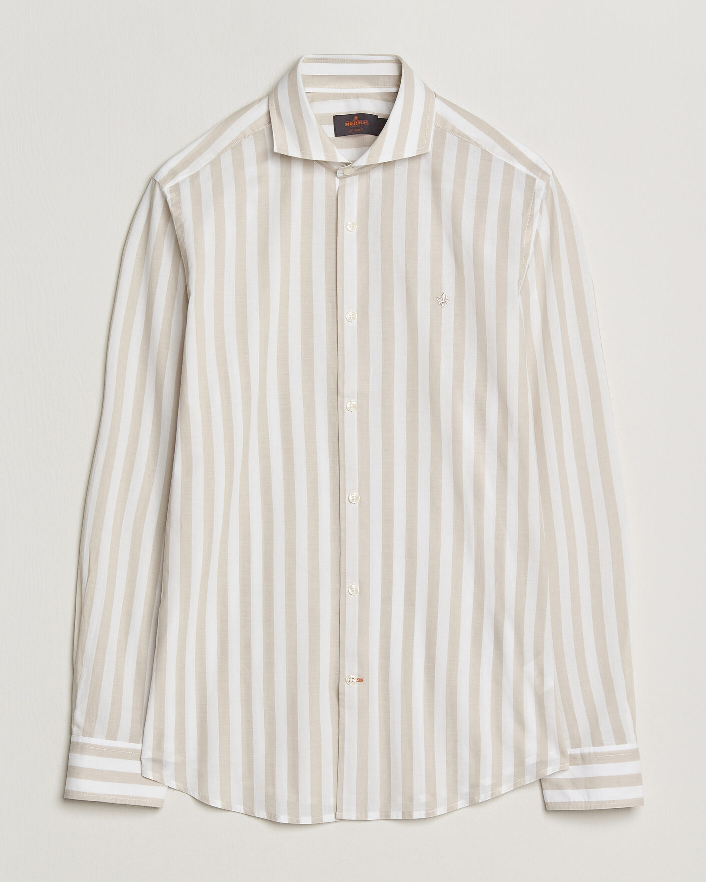 Hombres | Camisas | Morris | Summer Striped Lighweight Shirt Khaki/White