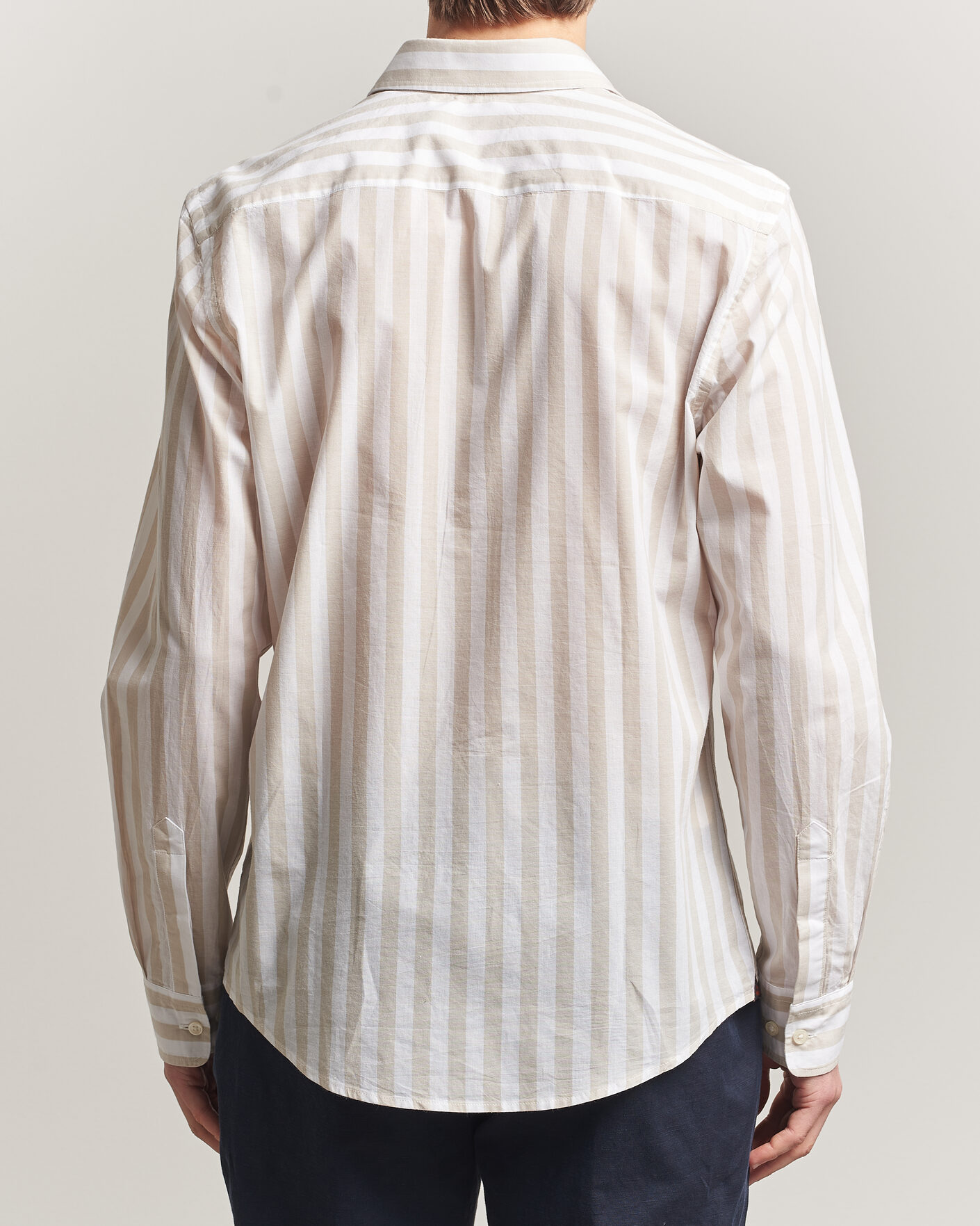 Hombres | Camisas | Morris | Summer Striped Lighweight Shirt Khaki/White
