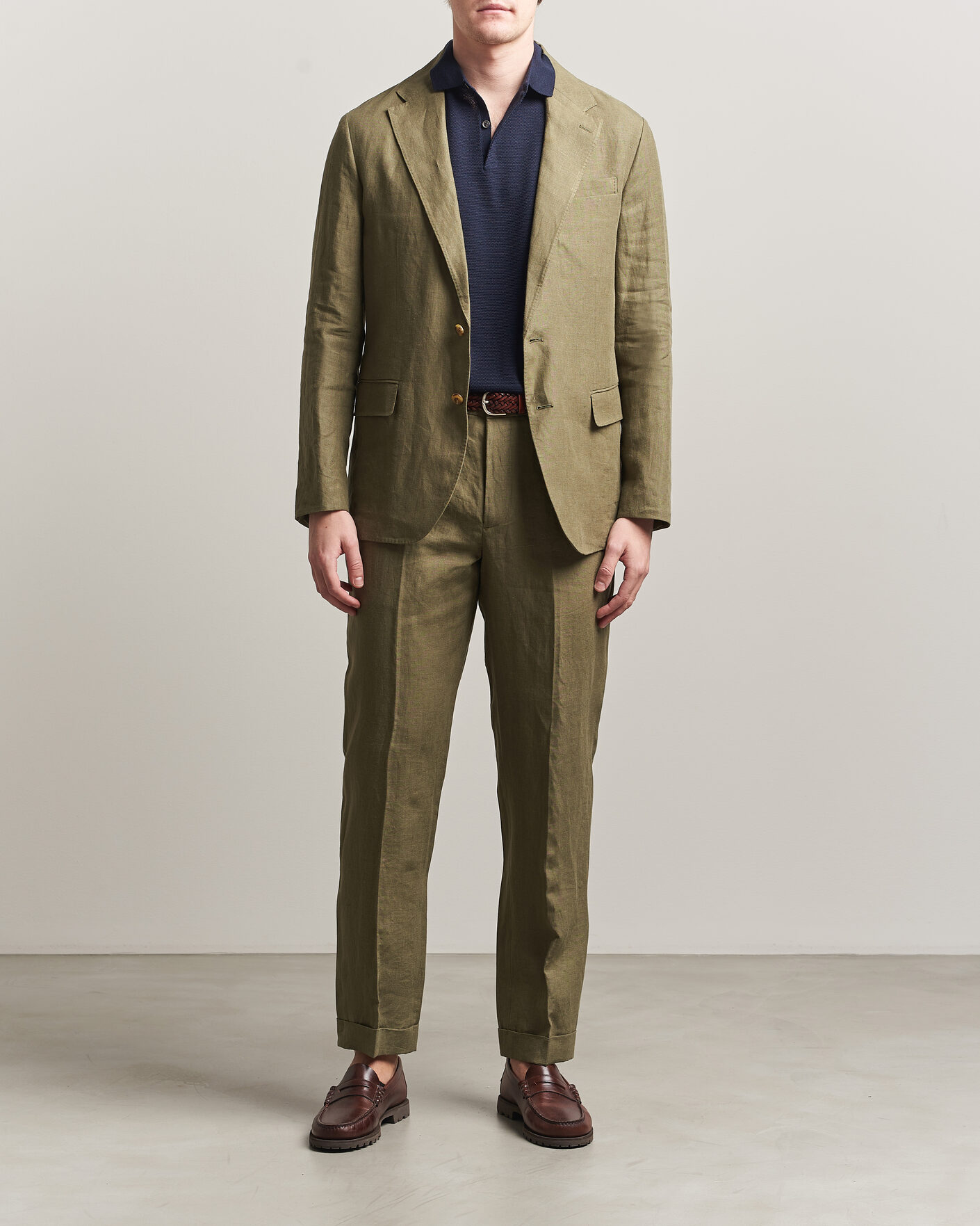 Hombres | Pantalones | Polo Ralph Lauren | Linen Pleated Trousers Basic Olive