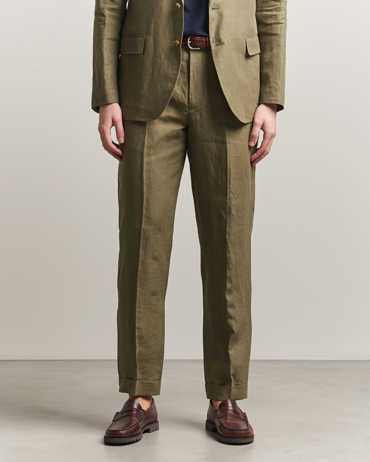 Hombres | Pantalones | Polo Ralph Lauren | Linen Pleated Trousers Basic Olive