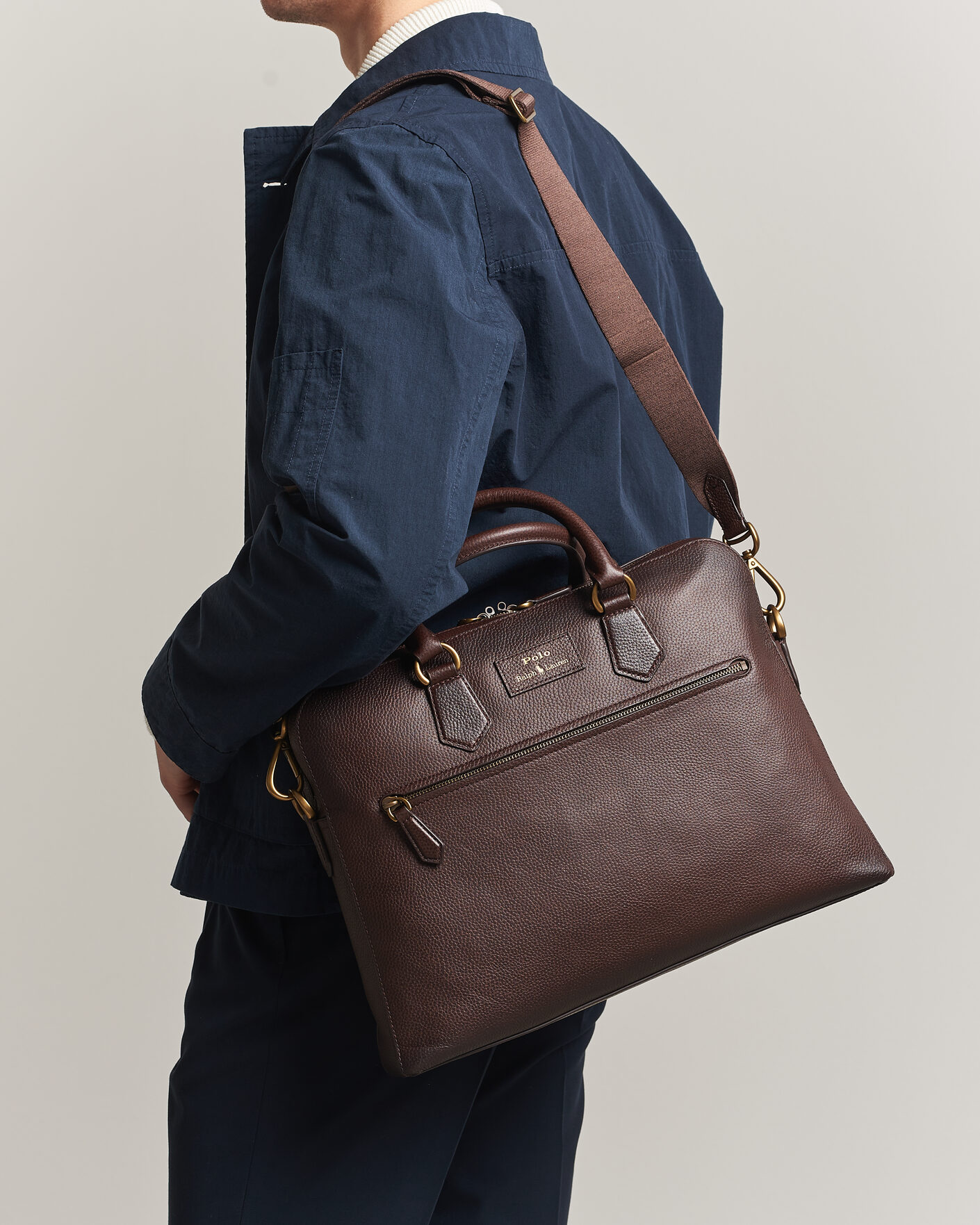 Hombres | Bolsos | Polo Ralph Lauren | Pebble Leather Briefcase Dark Brown