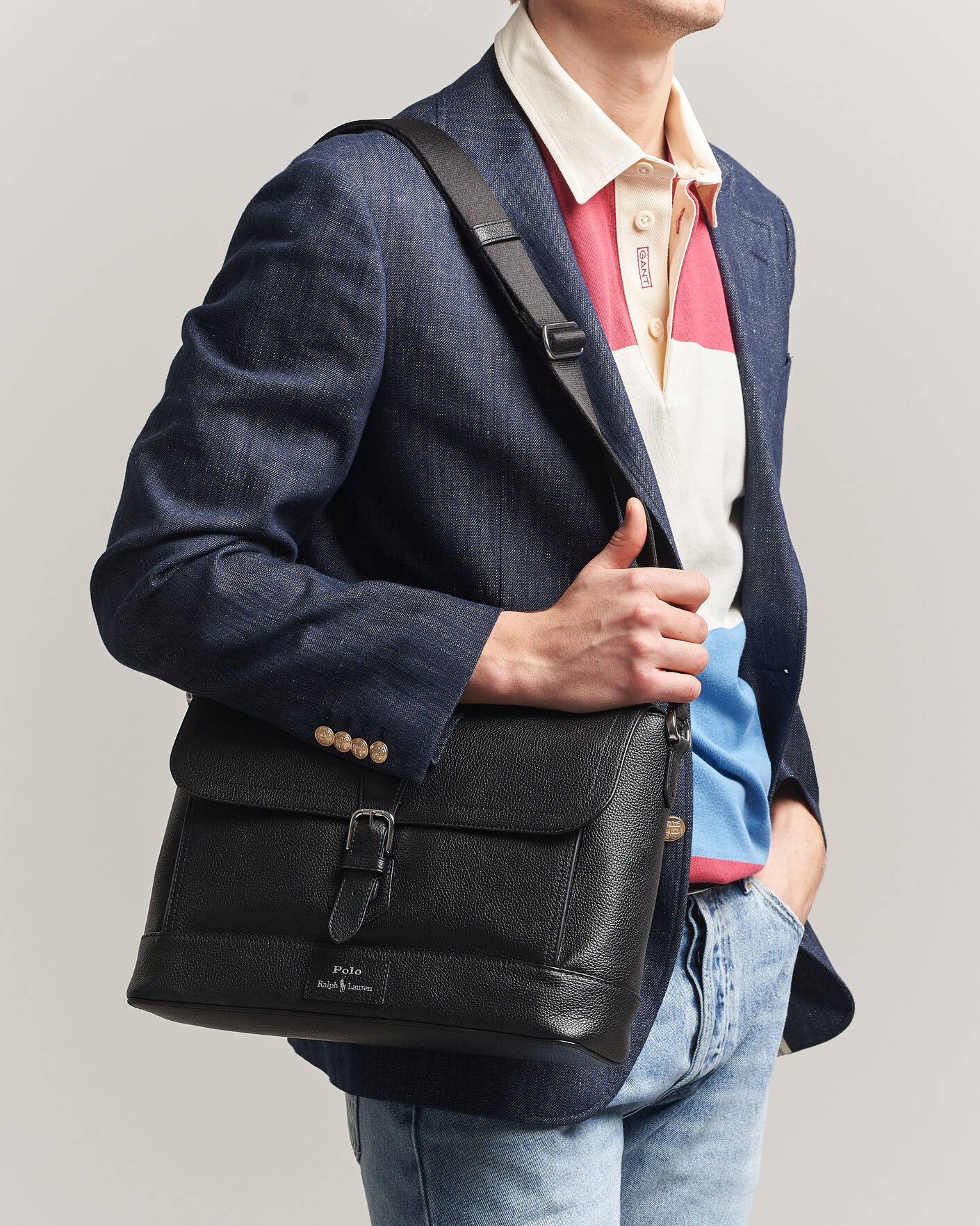 Hombres | Bolsos | Polo Ralph Lauren | Pebble Leather Messenger Bag Black