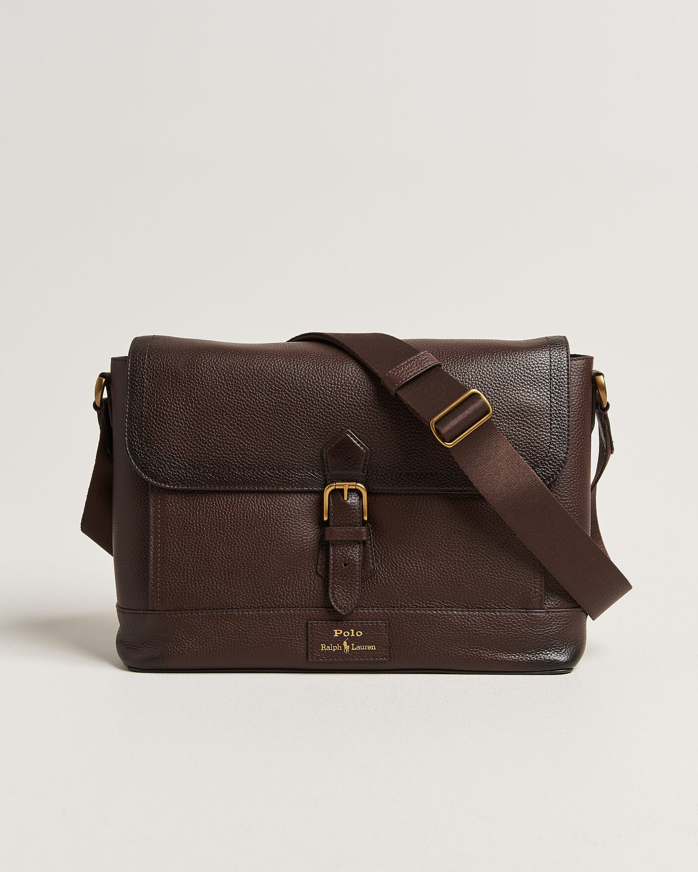 Hombres | Bolsos | Polo Ralph Lauren | Pebble Leather Messenger Bag Dark Brown