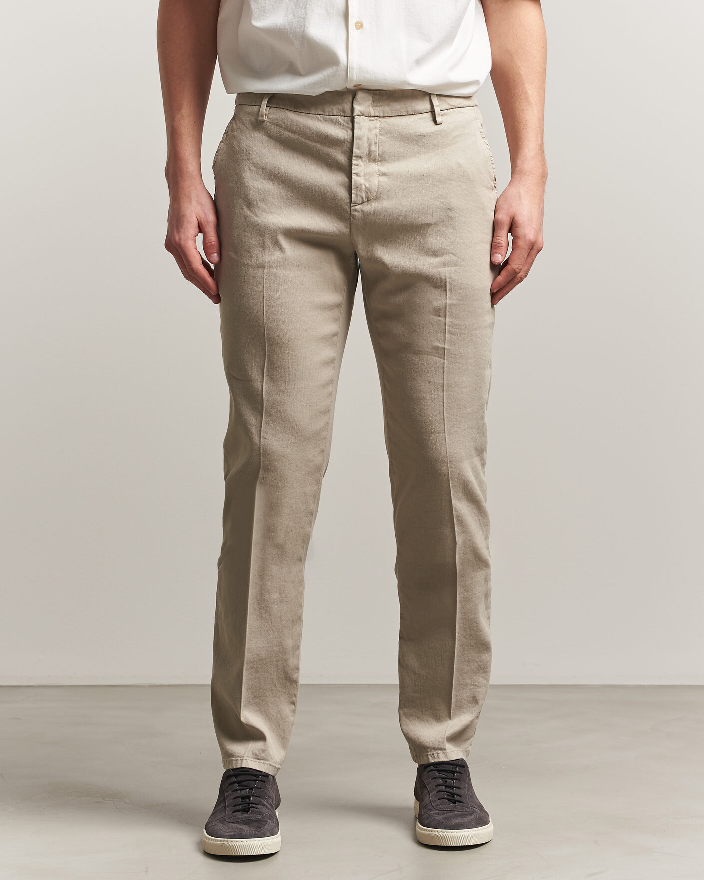 Hombres | Pantalones | Dondup | Spiritisimo Linen Stretch Chinos Beige