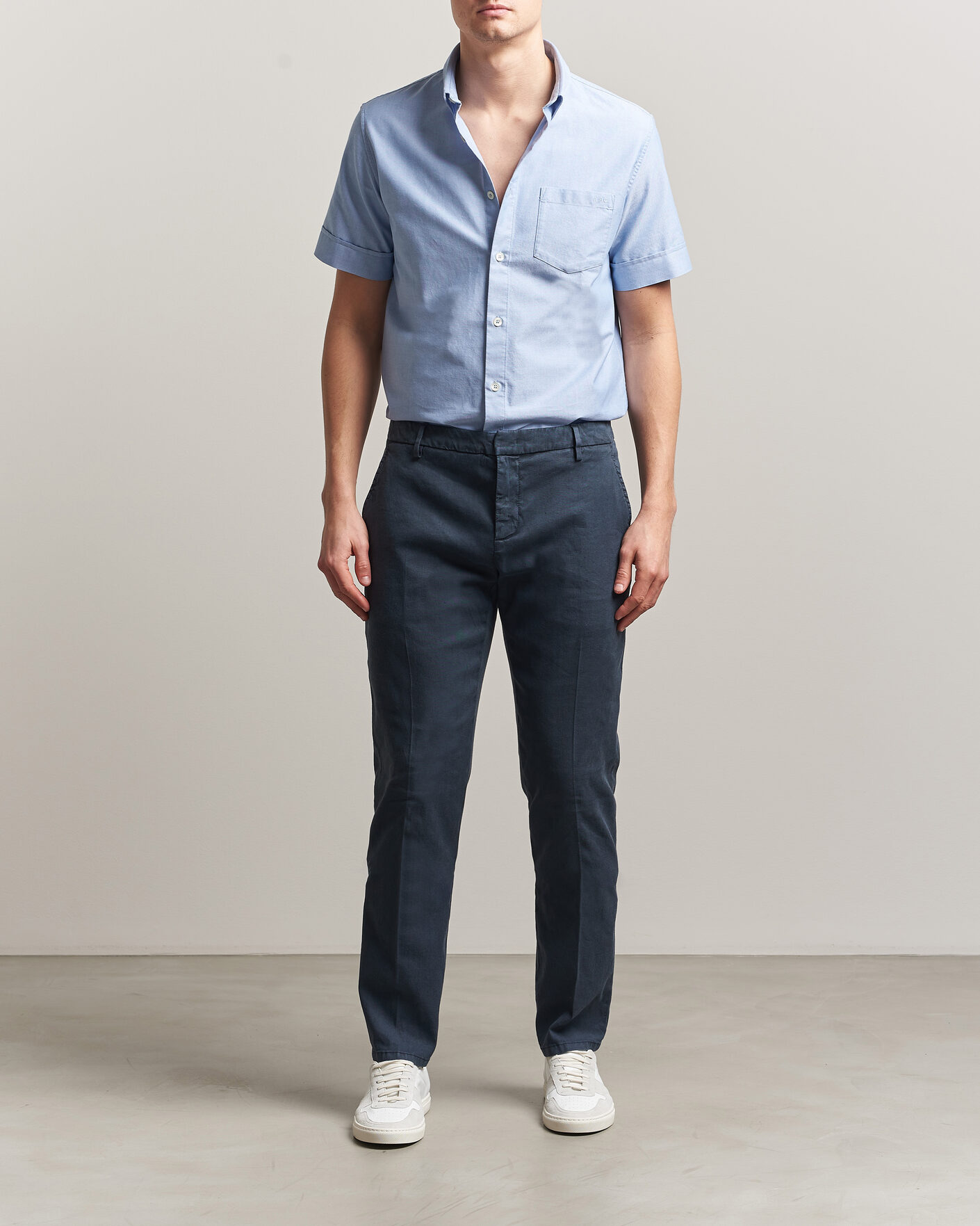 Hombres | Pantalones | Dondup | Spiritisimo Linen Stretch Chinos Navy