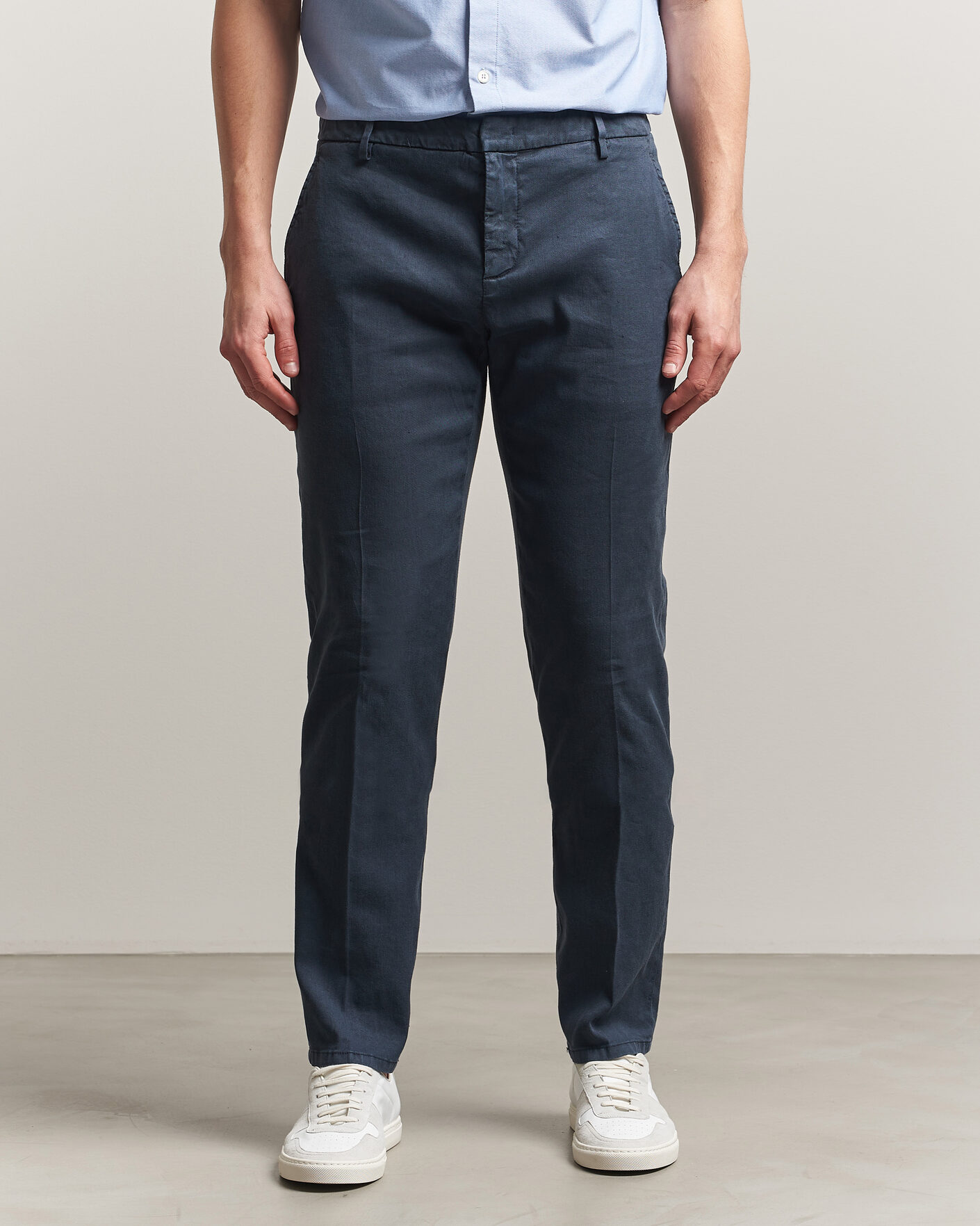 Hombres | Pantalones | Dondup | Spiritisimo Linen Stretch Chinos Navy