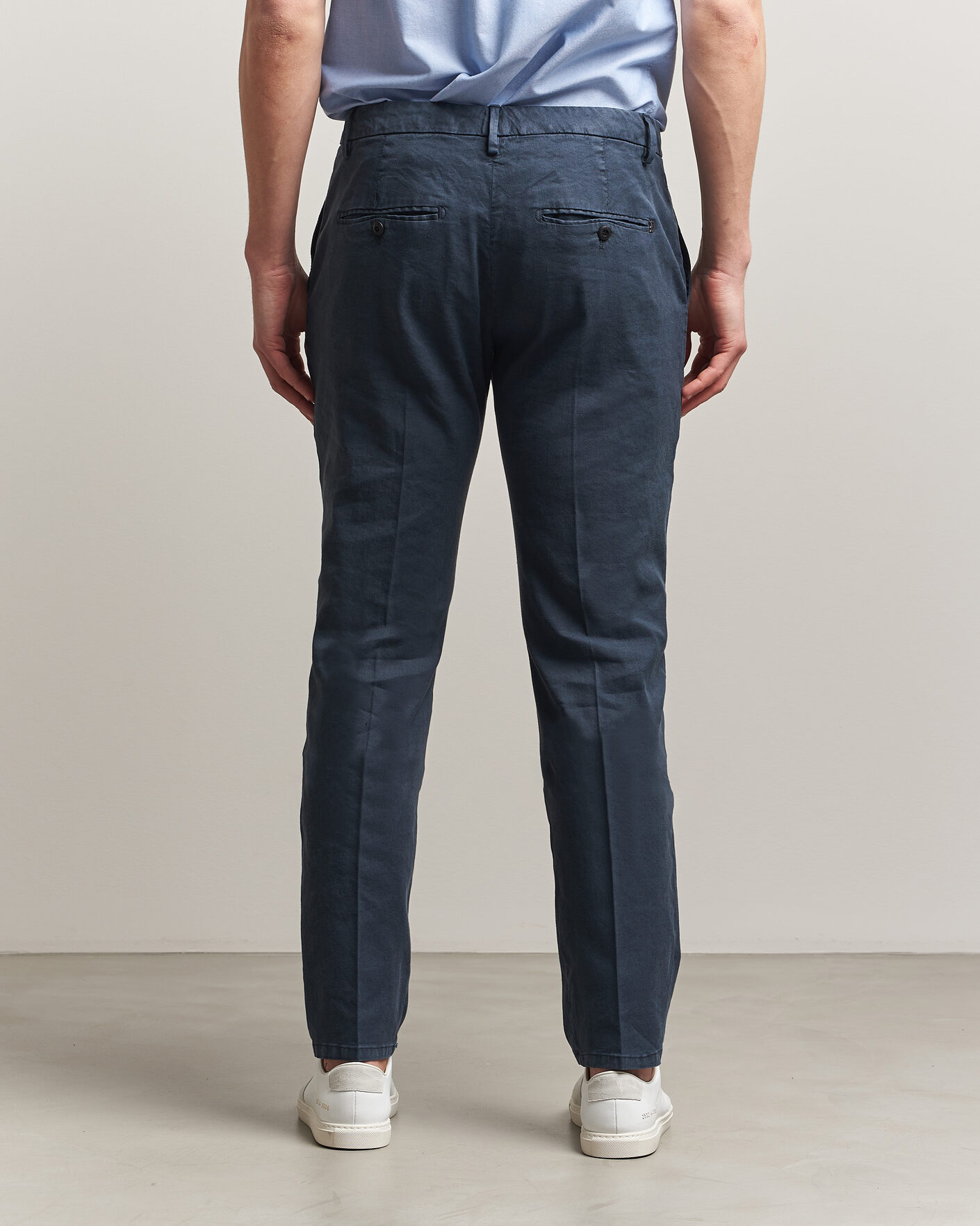 Hombres | Pantalones | Dondup | Spiritisimo Linen Stretch Chinos Navy