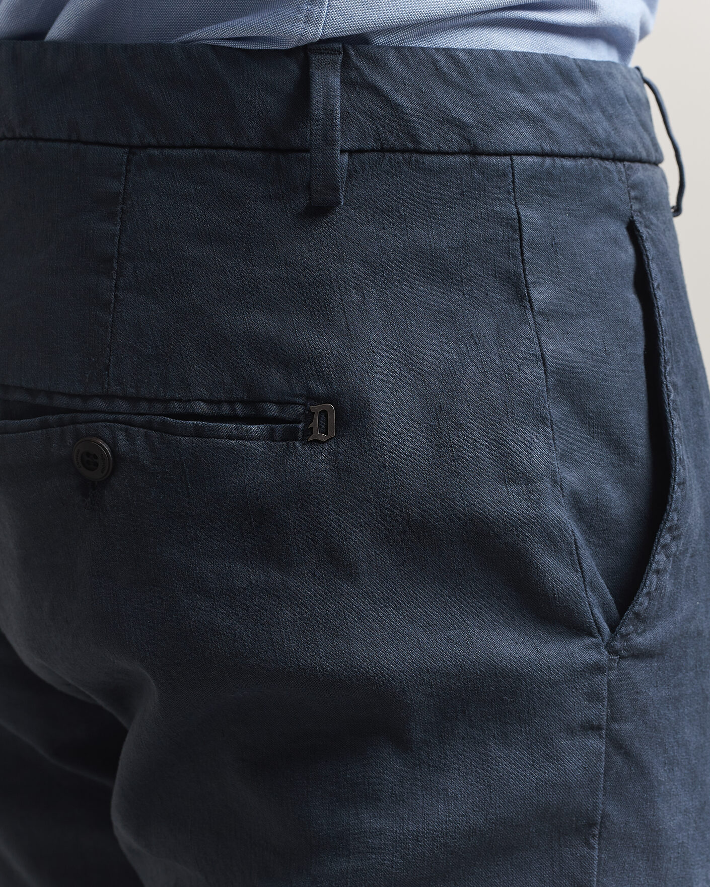 Hombres | Pantalones | Dondup | Spiritisimo Linen Stretch Chinos Navy
