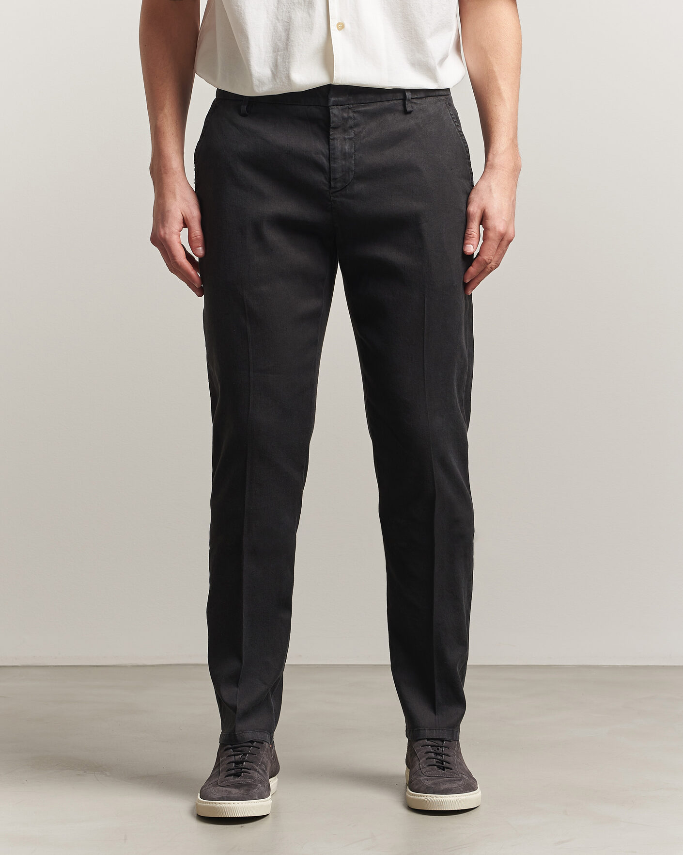 Hombres | Pantalones | Dondup | Spiritisimo Linen Stretch Chinos Black