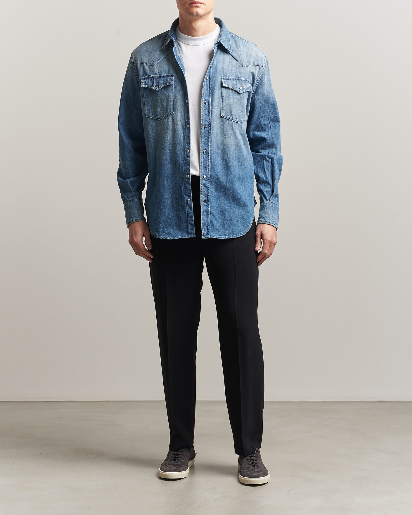 Hombres | Camisas | Dondup | Regular Fit Denim Shirt Medium Blue