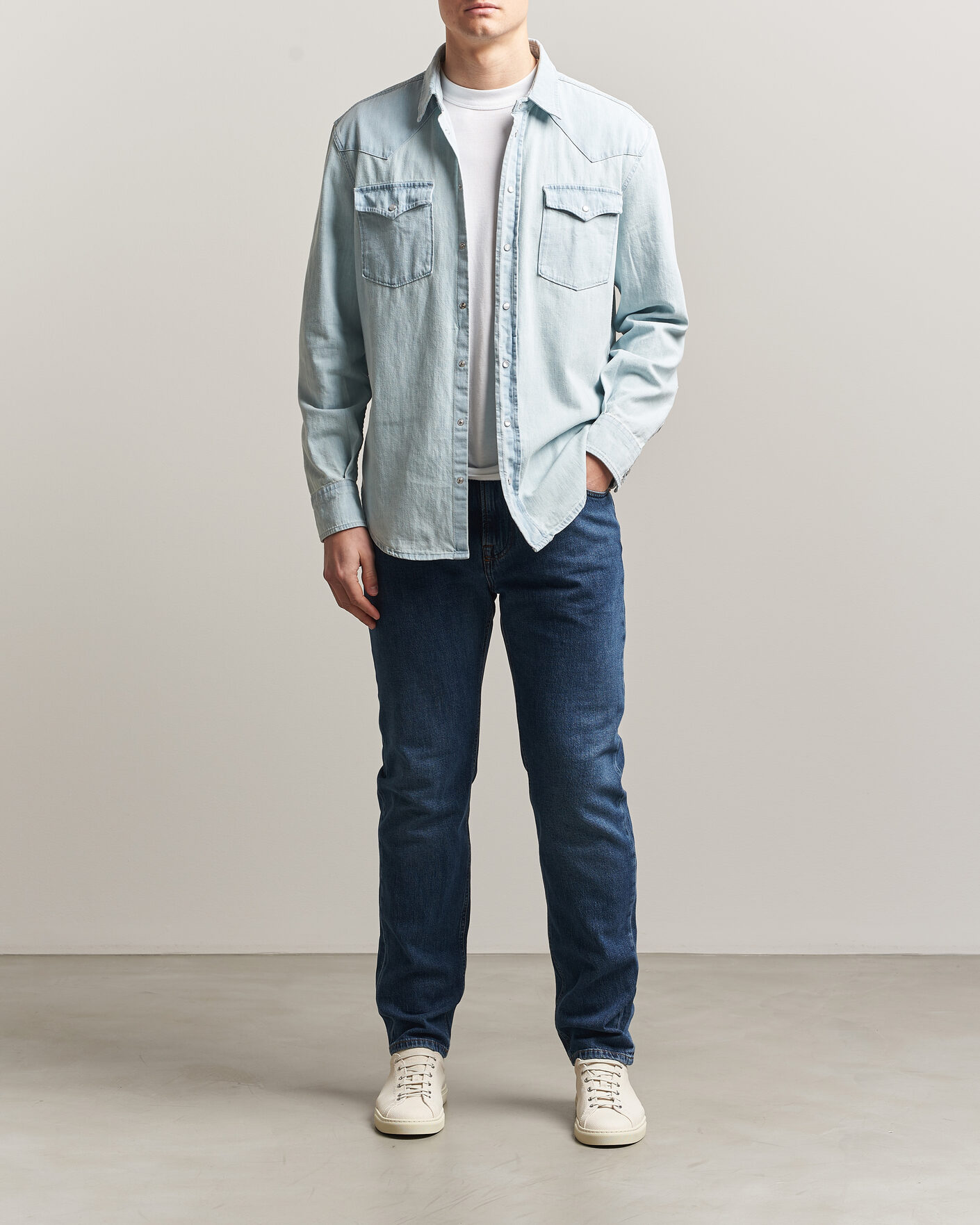 Hombres | Camisas | Dondup | Regular Fit Denim Shirt Light Blue