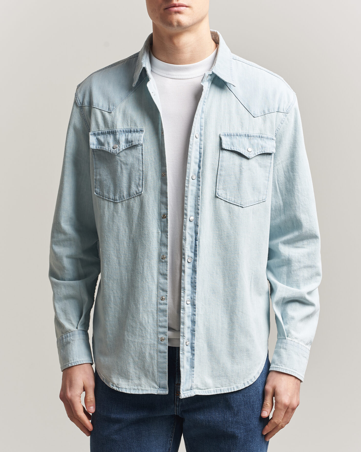 Hombres | Camisas | Dondup | Regular Fit Denim Shirt Light Blue