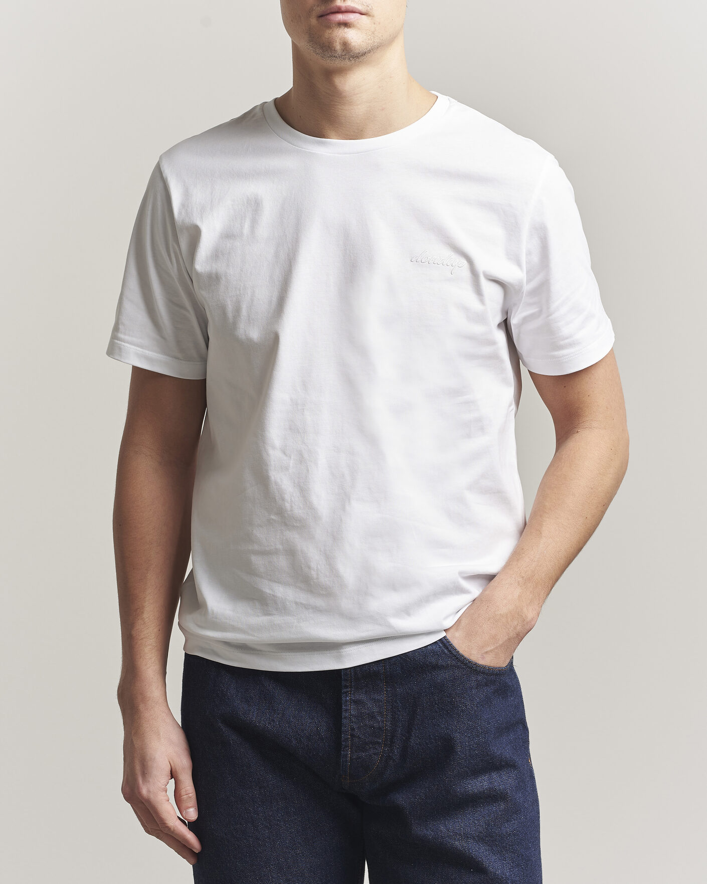 Hombres | Camisetas | Dondup | Logo Crew Neck T-Shirt White