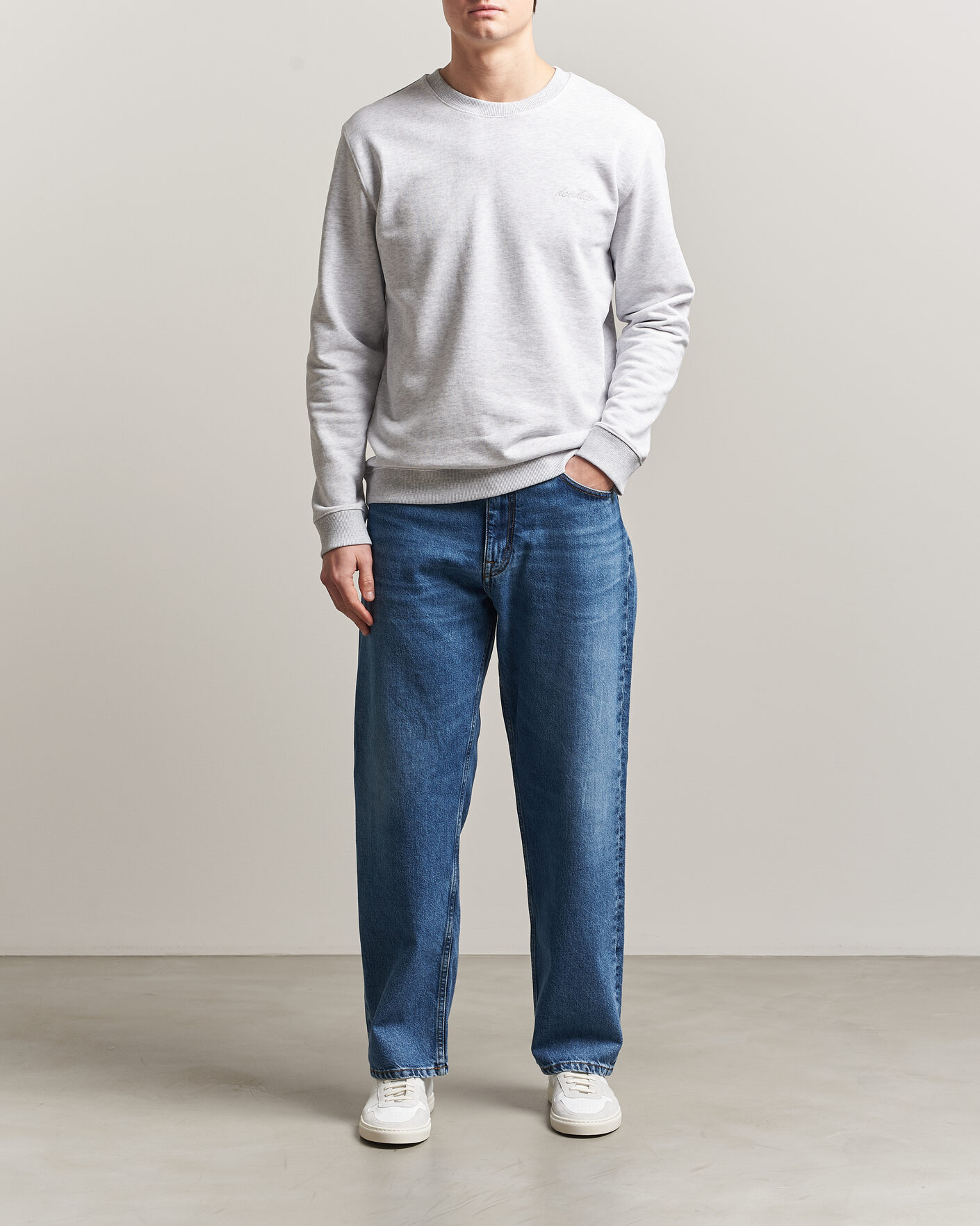 Hombres | Jerséis y prendas de punto | Dondup | Logo Crew Neck Sweatshirt Light Grey Melange