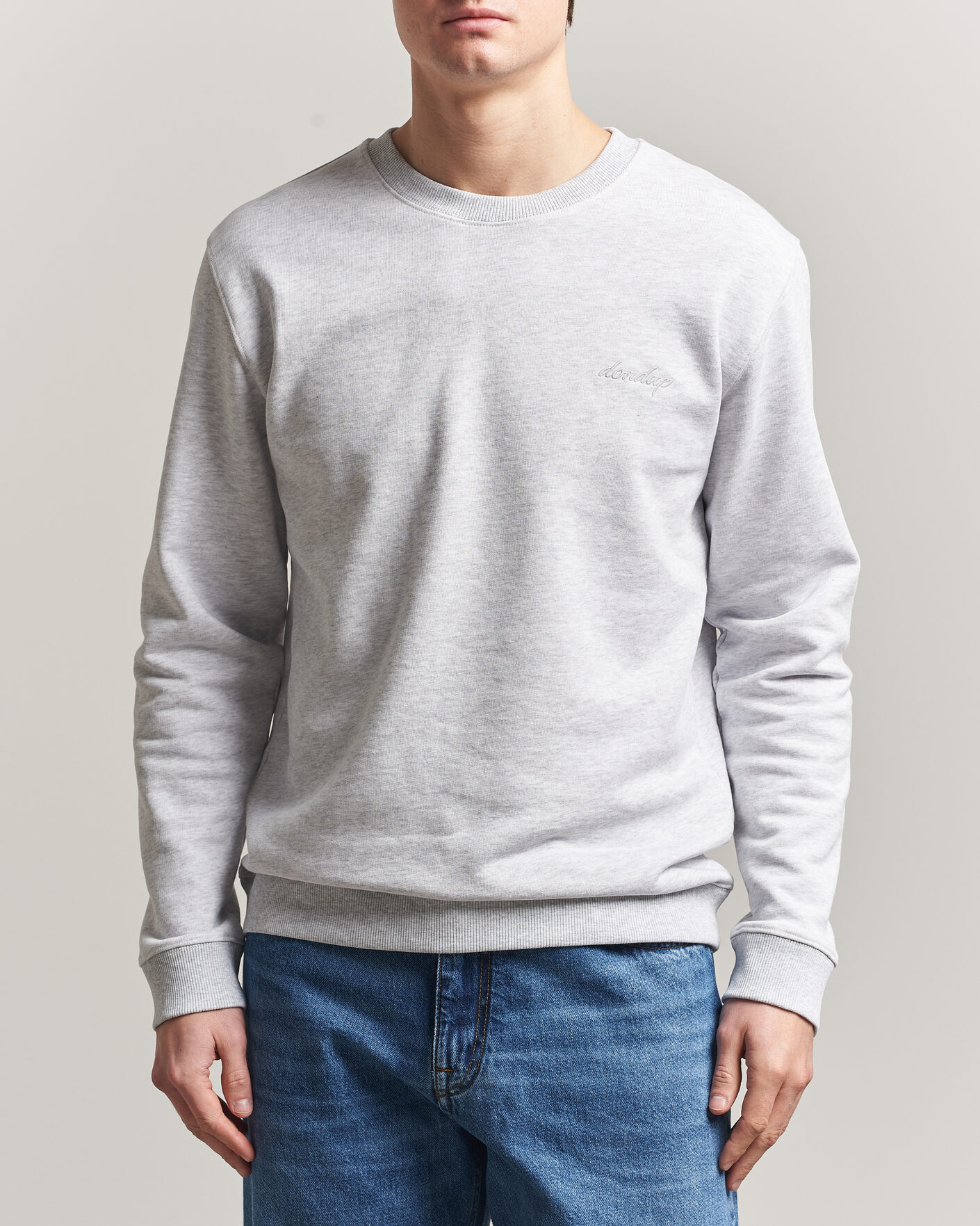 Hombres | Jerséis y prendas de punto | Dondup | Logo Crew Neck Sweatshirt Light Grey Melange