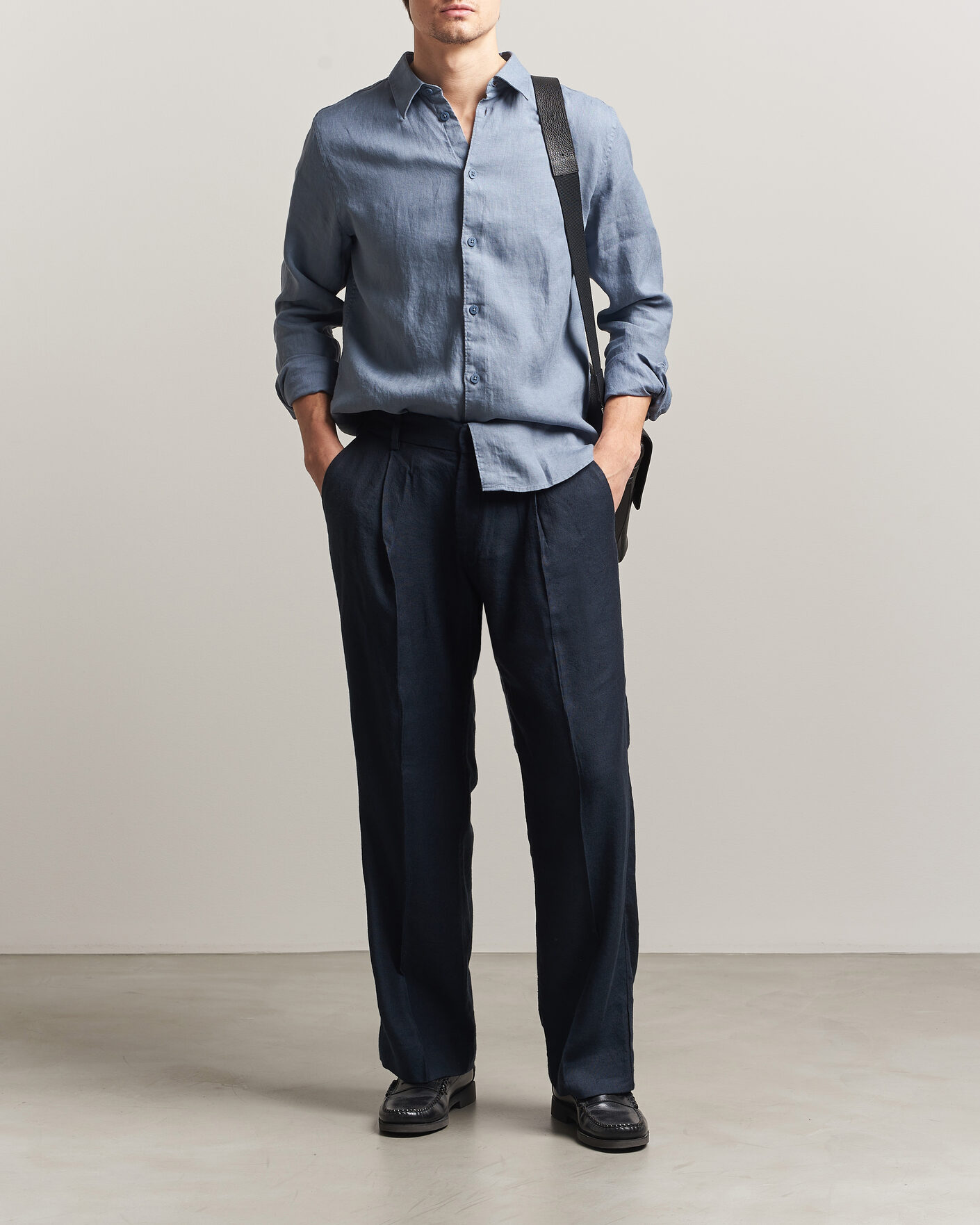 Hombres | Pantalones | NN07 | Kay Linen/Viscose Drawstring Trousers Deep Navy