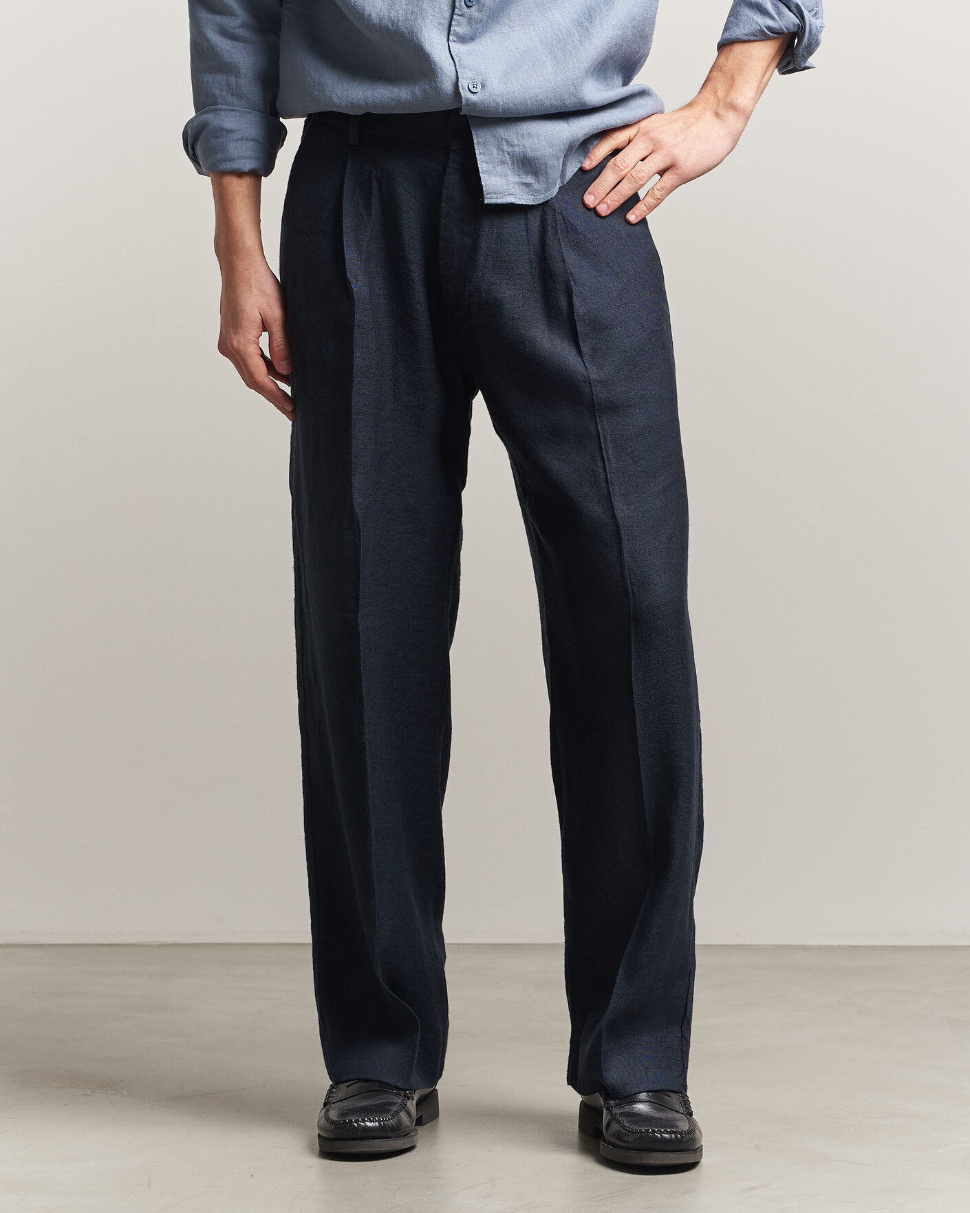 Hombres | Pantalones | NN07 | Kay Linen/Viscose Drawstring Trousers Deep Navy