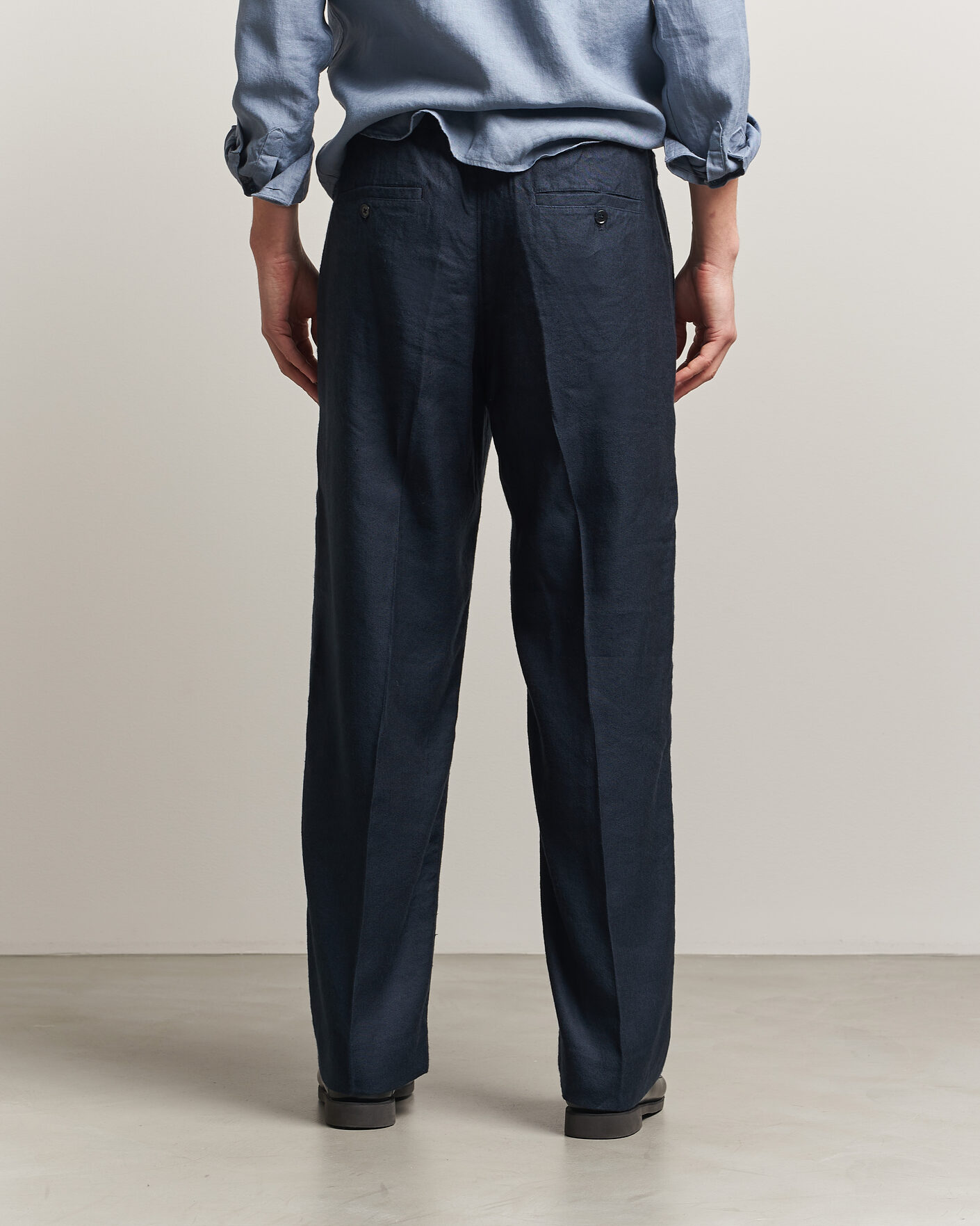 Hombres | Pantalones | NN07 | Kay Linen/Viscose Drawstring Trousers Deep Navy