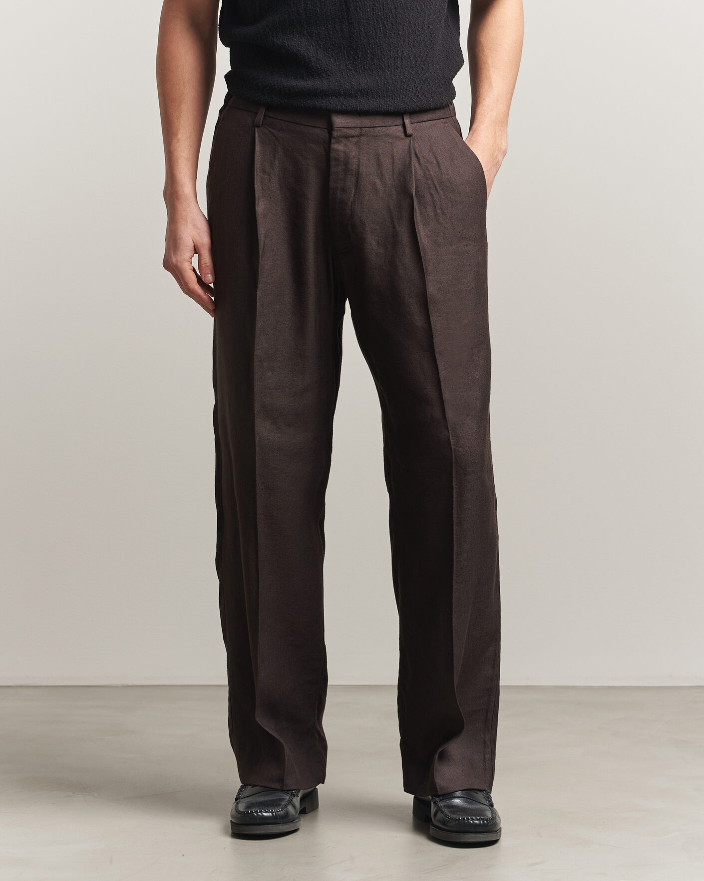 Hombres | Pantalones | NN07 | Kay Linen/Viscose Drawstring Trousers Deep Truffle