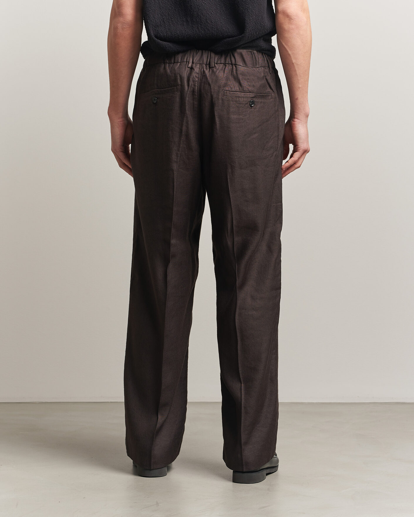 Hombres | Pantalones | NN07 | Kay Linen/Viscose Drawstring Trousers Deep Truffle