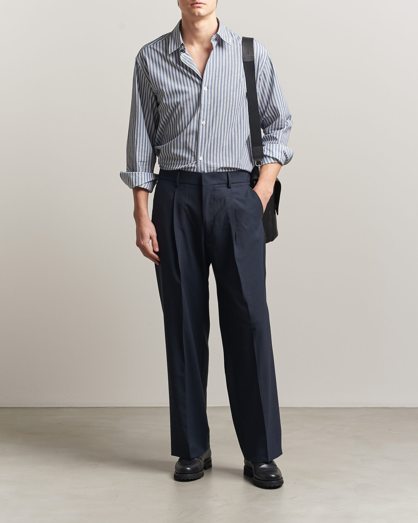 Hombres | Pantalones | NN07 | Kay Summer Wool Drawstring Trousers Deep Navy